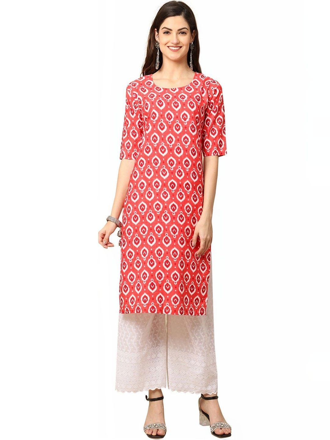 HERE&NOW Women Ethnic Motifs Printed Crepe Kurta-picture-15
