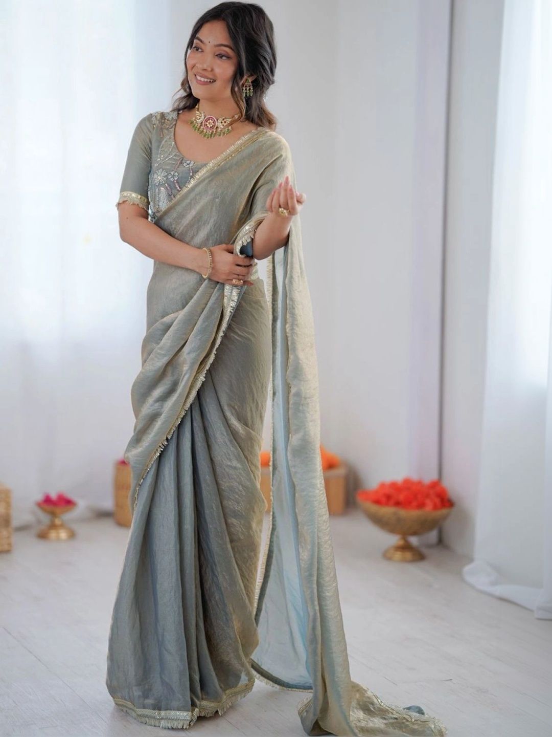DIVASTRI Zari Silk Blend Designer Saree-image-39