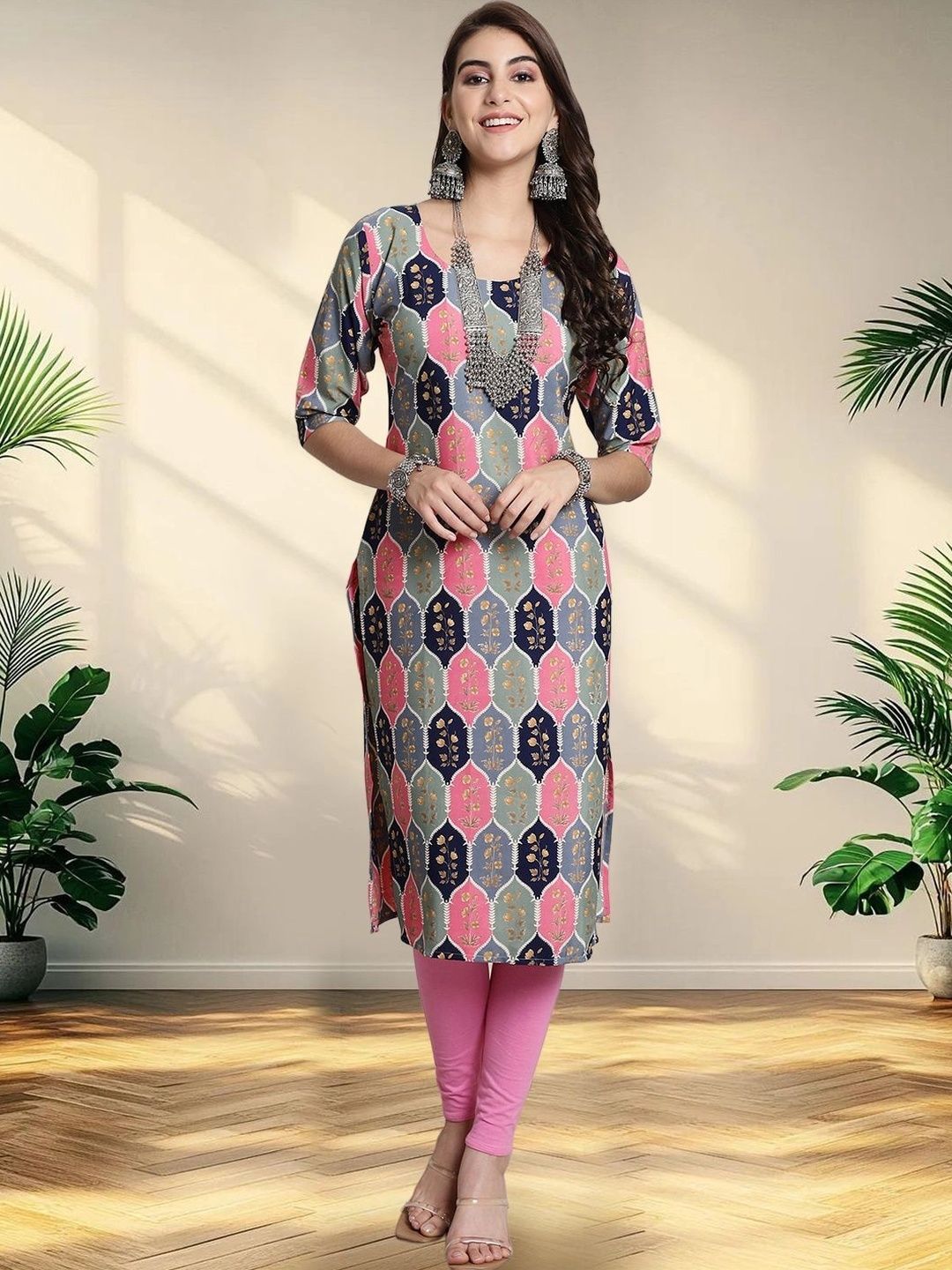 HERE&NOW Women Printed Indie Prints Crepe Kurta-picture-40