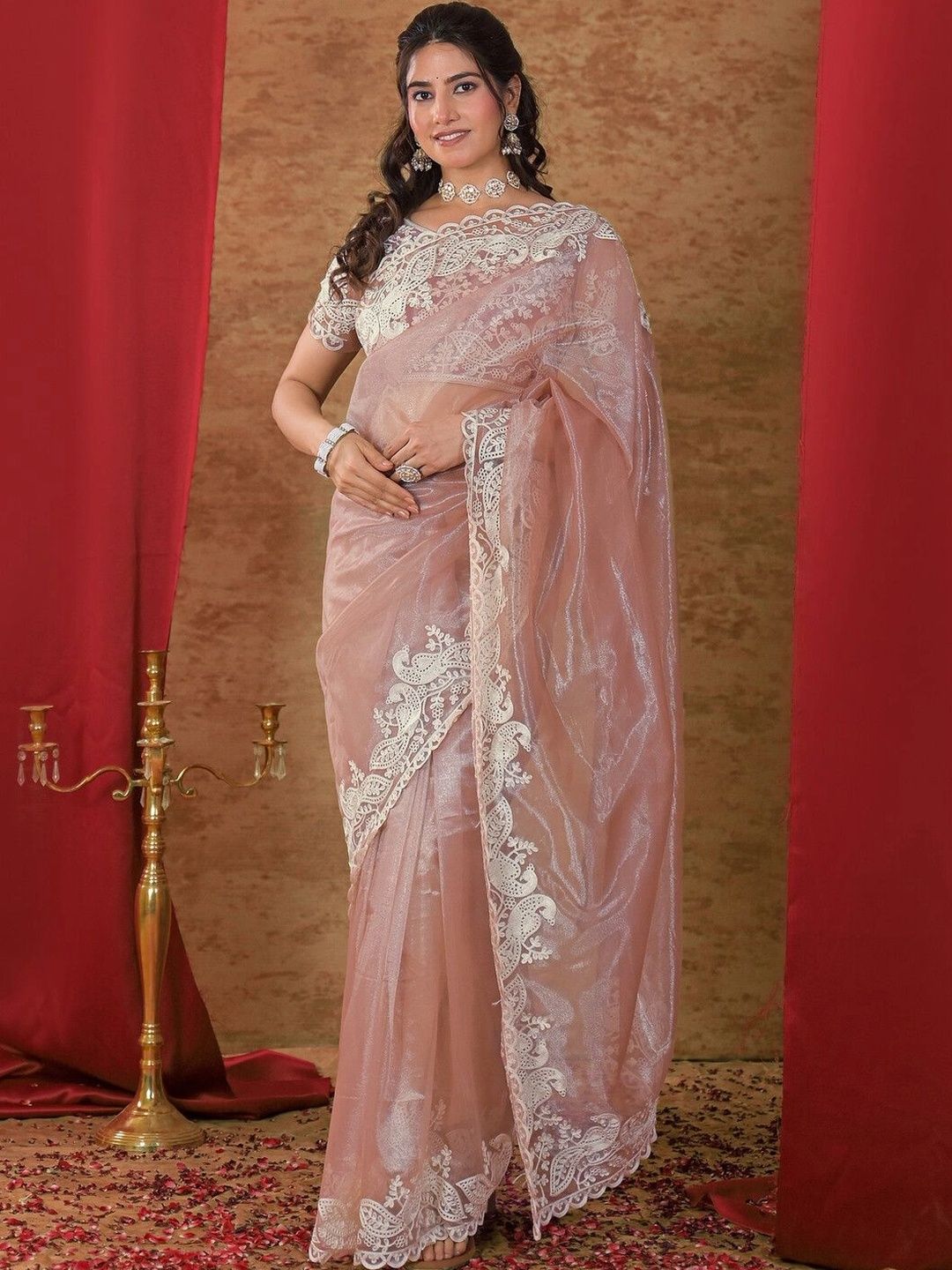 SAARA Embellished Net Heavy Work Saree-image-15