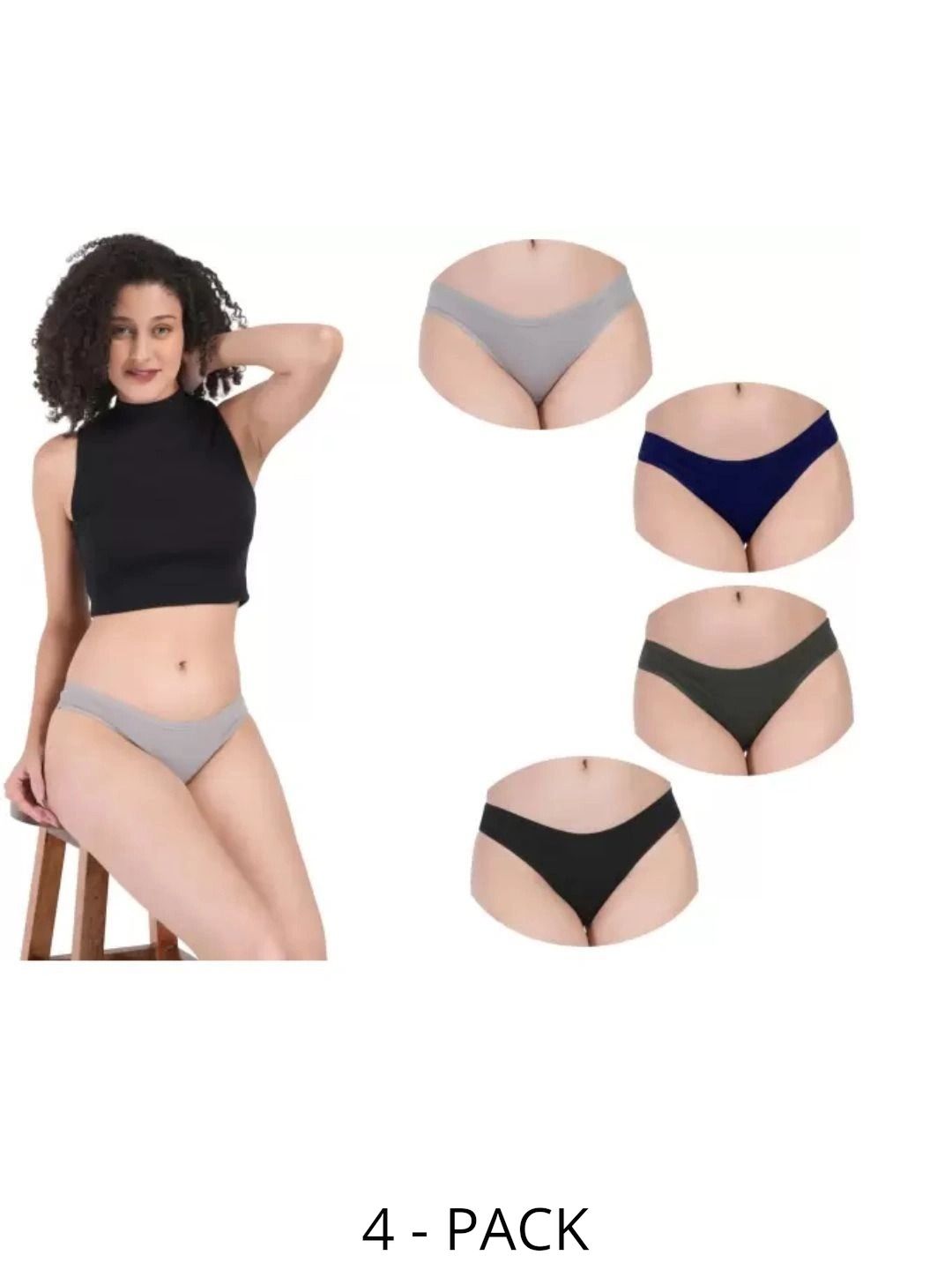 Bebron Women Pack of 4 Seamless Assorted Bikini-picture-46