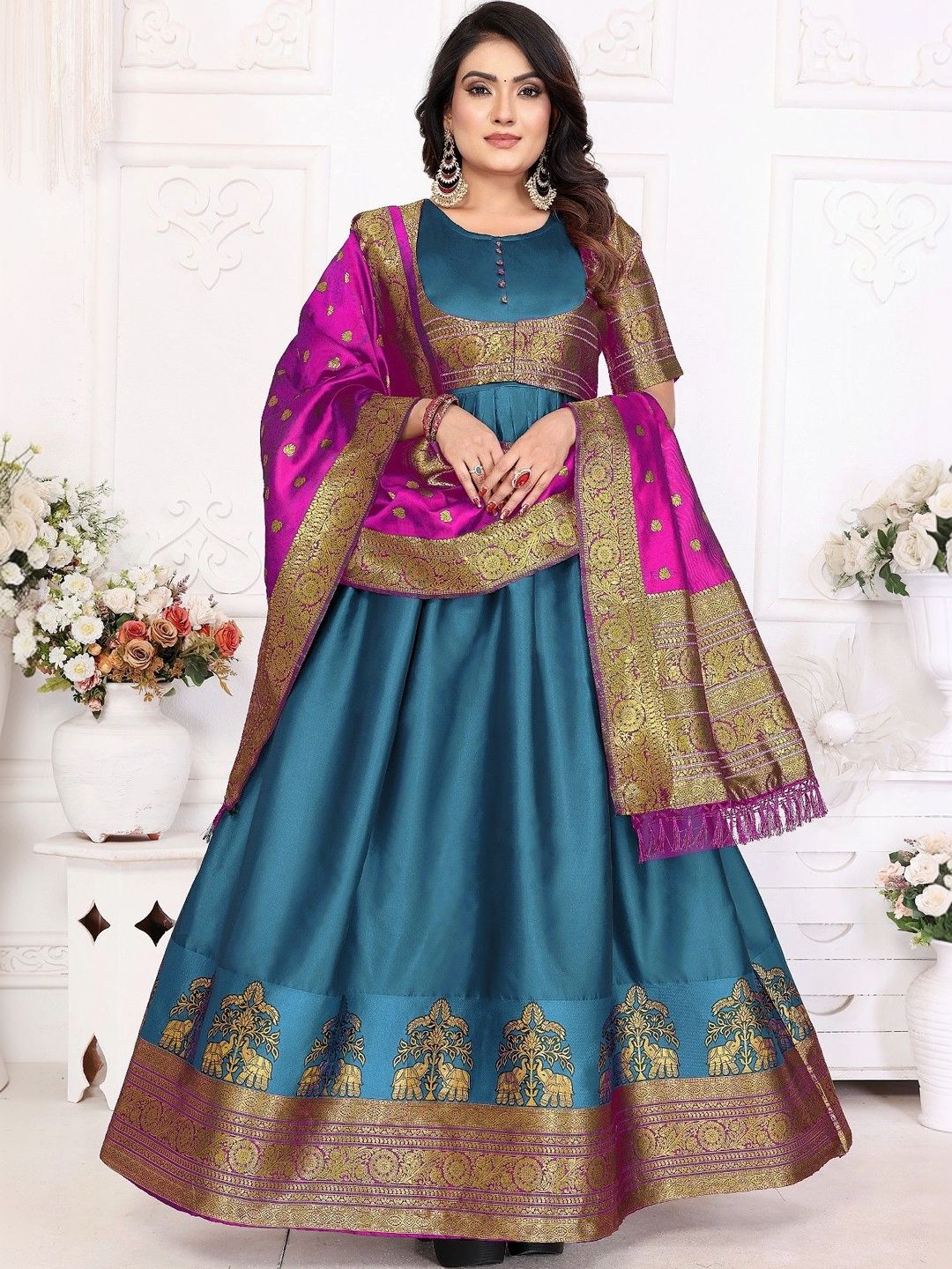 Kinjhit Fashion Woven Design A-Line Ethnic Dresses-picture-42