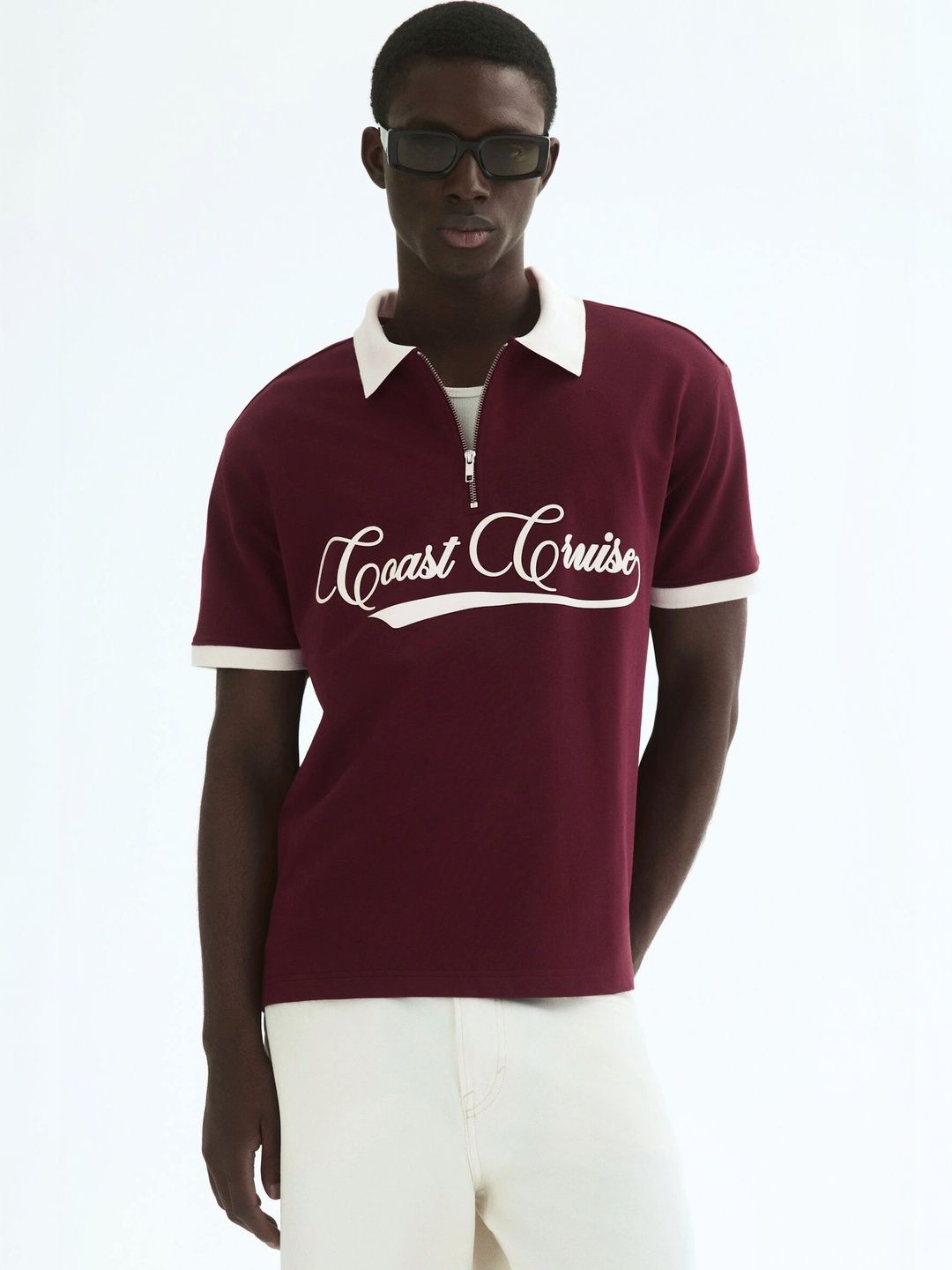 H&M Men Typography Printed Polo Collar T-shirt-picture-39