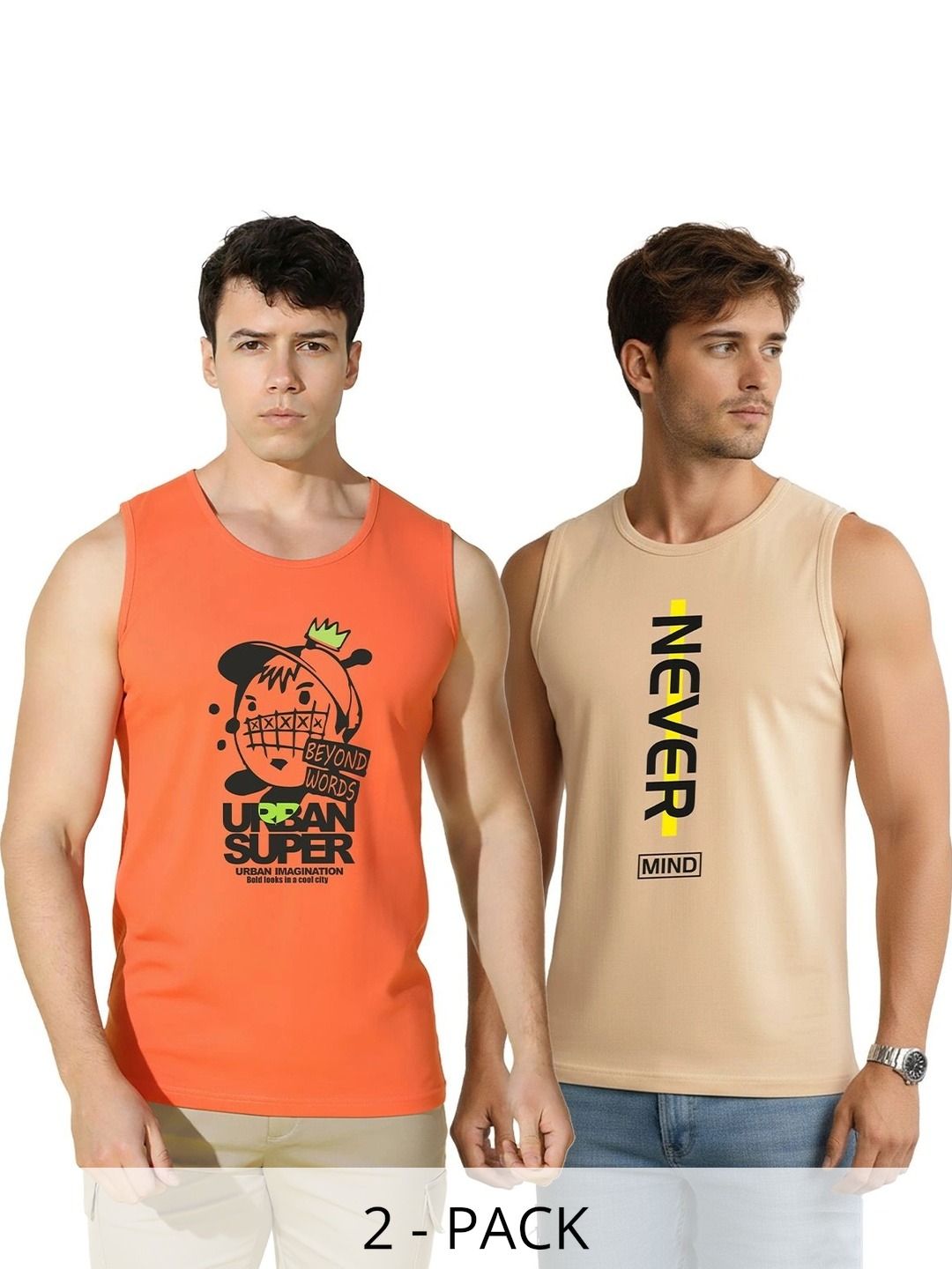 MINISTRY OF FRIENDS Pack of 2 Printed Cotton Gym Vest-picture-15
