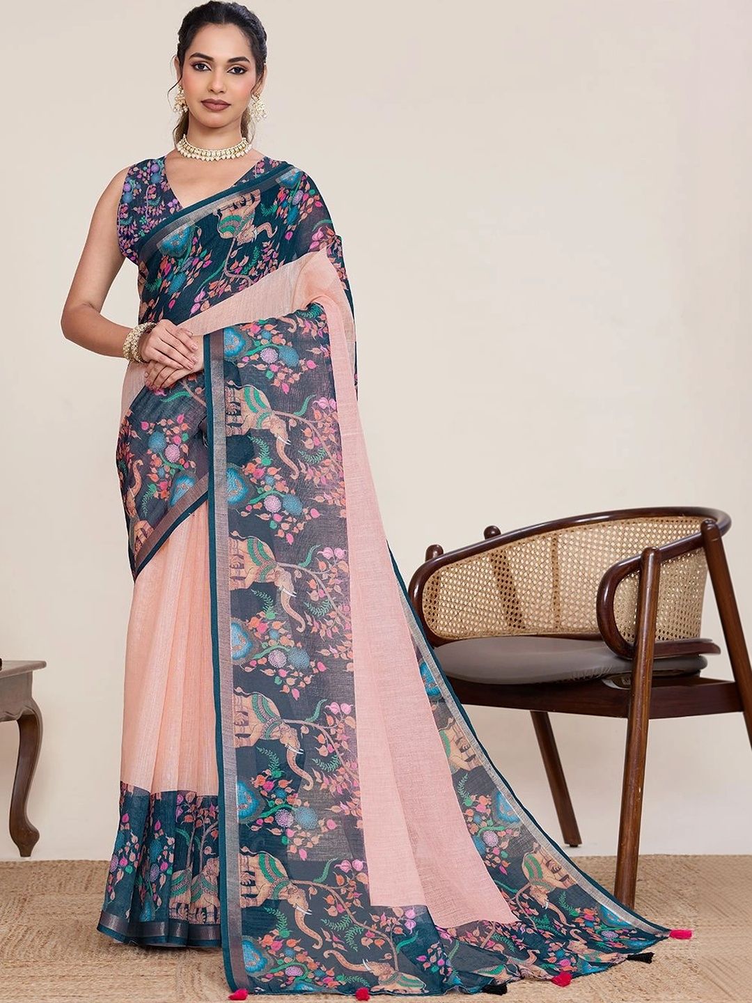 Lalan Shree Creation Woven Design Linen Blend Saree-picture-30