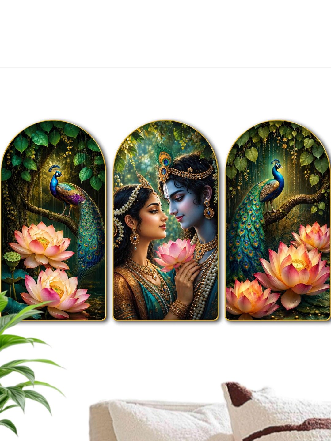 Aura Unisex Pack of 3 Multicoloured MDF Religious Wall Paintings-picture-11