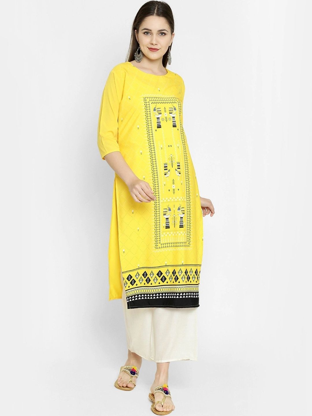HERE&NOW Women Tribal Printed Crepe Kurta-image-44