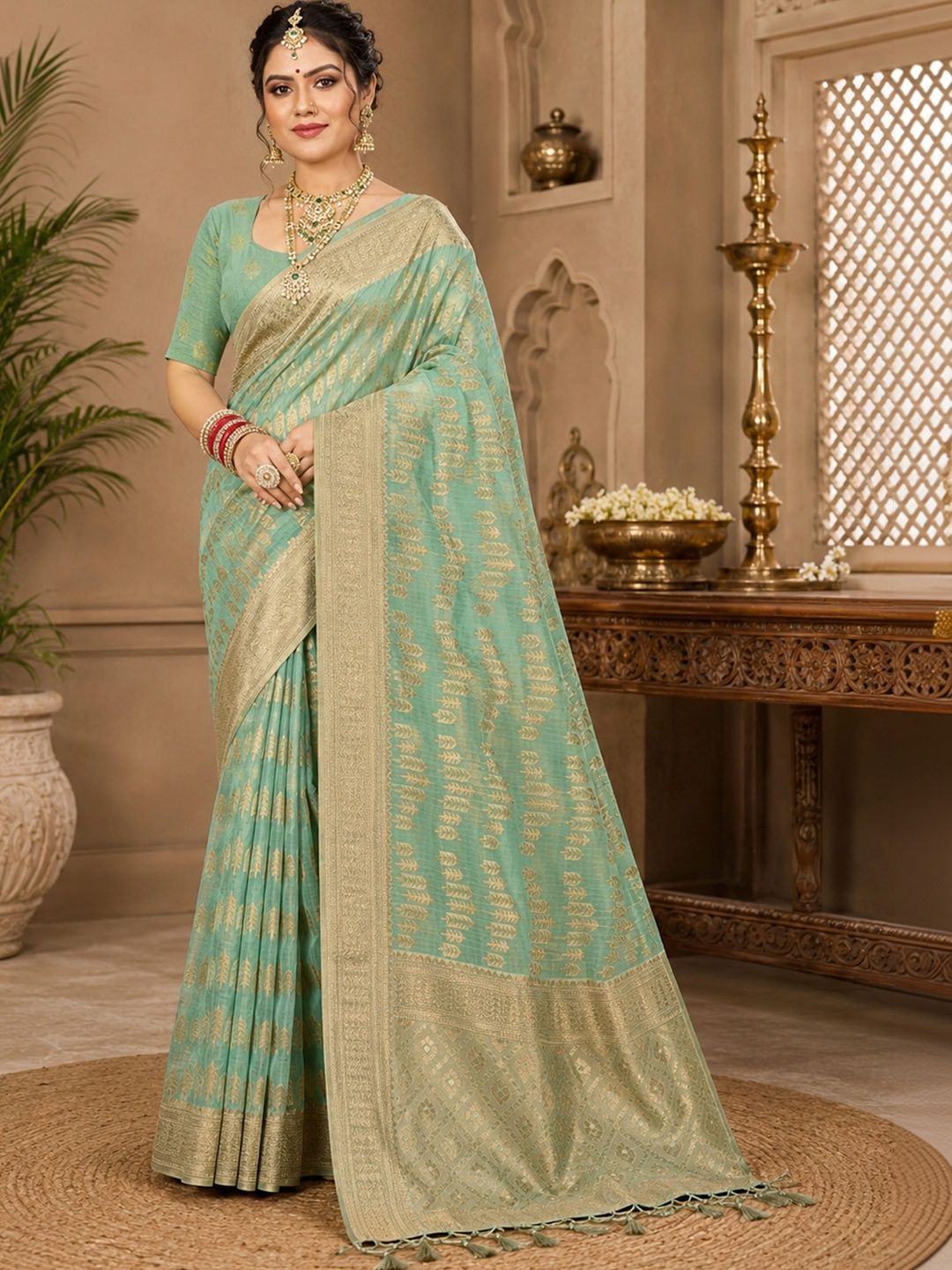 SANGAM PRINTS Zari Tussar Saree-picture-12