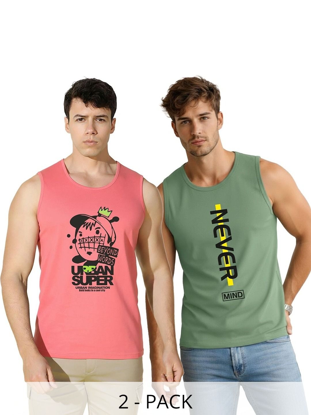 MINISTRY OF FRIENDS Pack of 2 Printed Cotton Gym Vest-picture-25