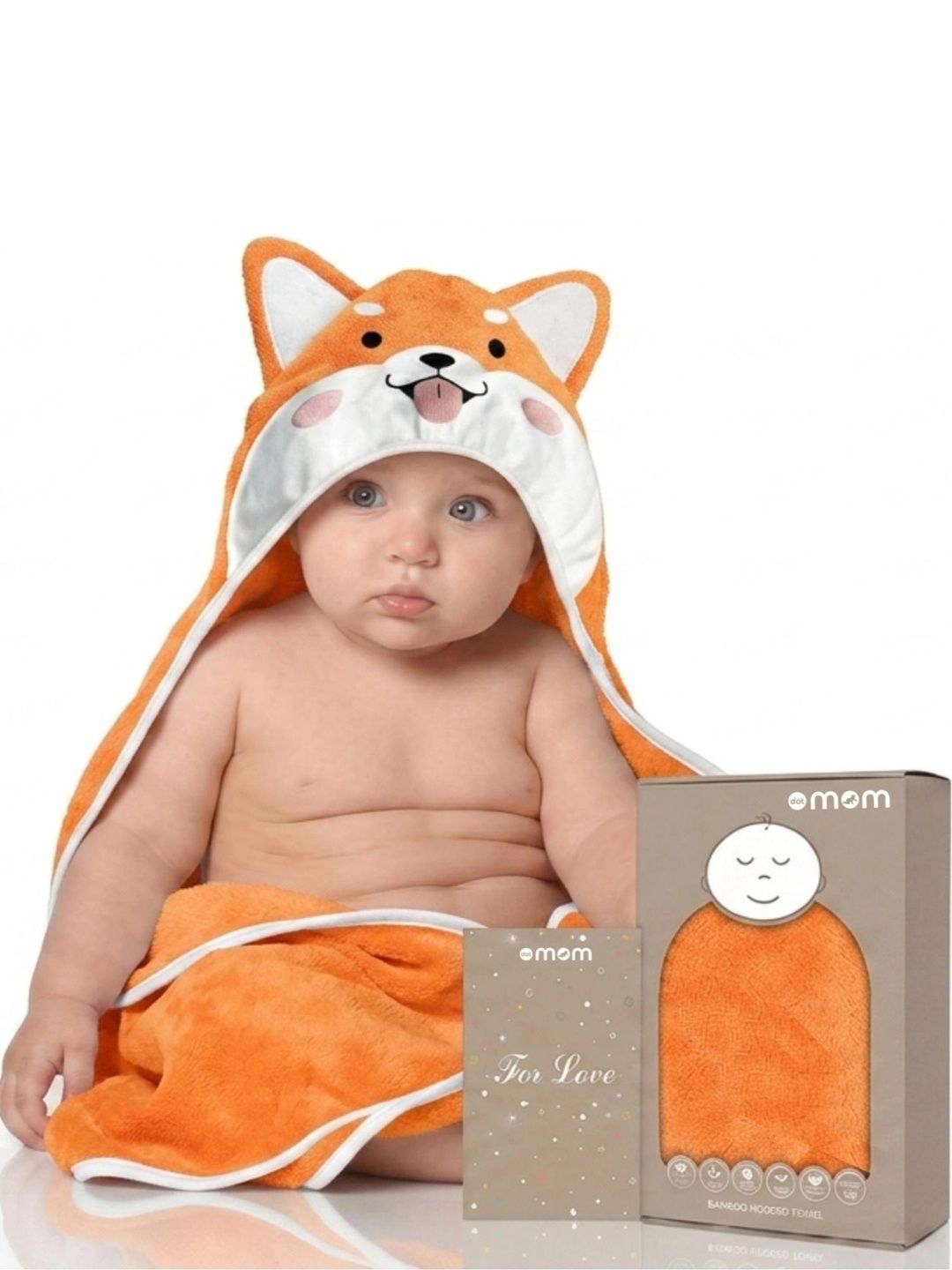 DOTMOM Orange & White 1 Bamboo 500 GSM Bath Towel-image-16