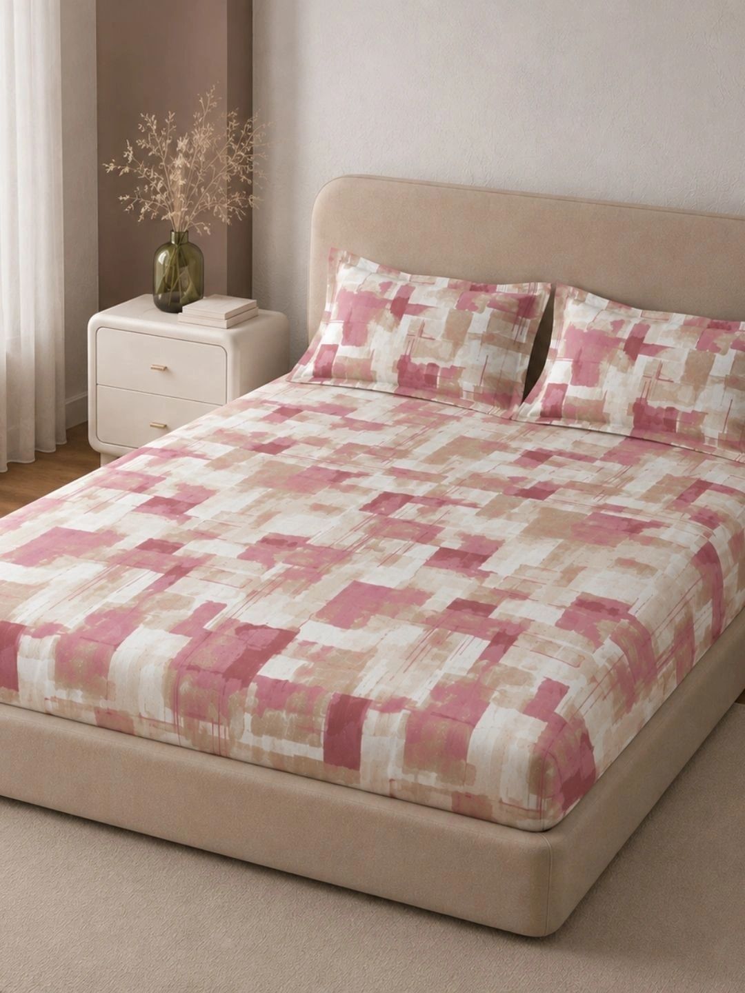Sleeping Owls- because your sleep matters Rose 220 TC King Bedsheet with 2 Pillow Covers-image-27