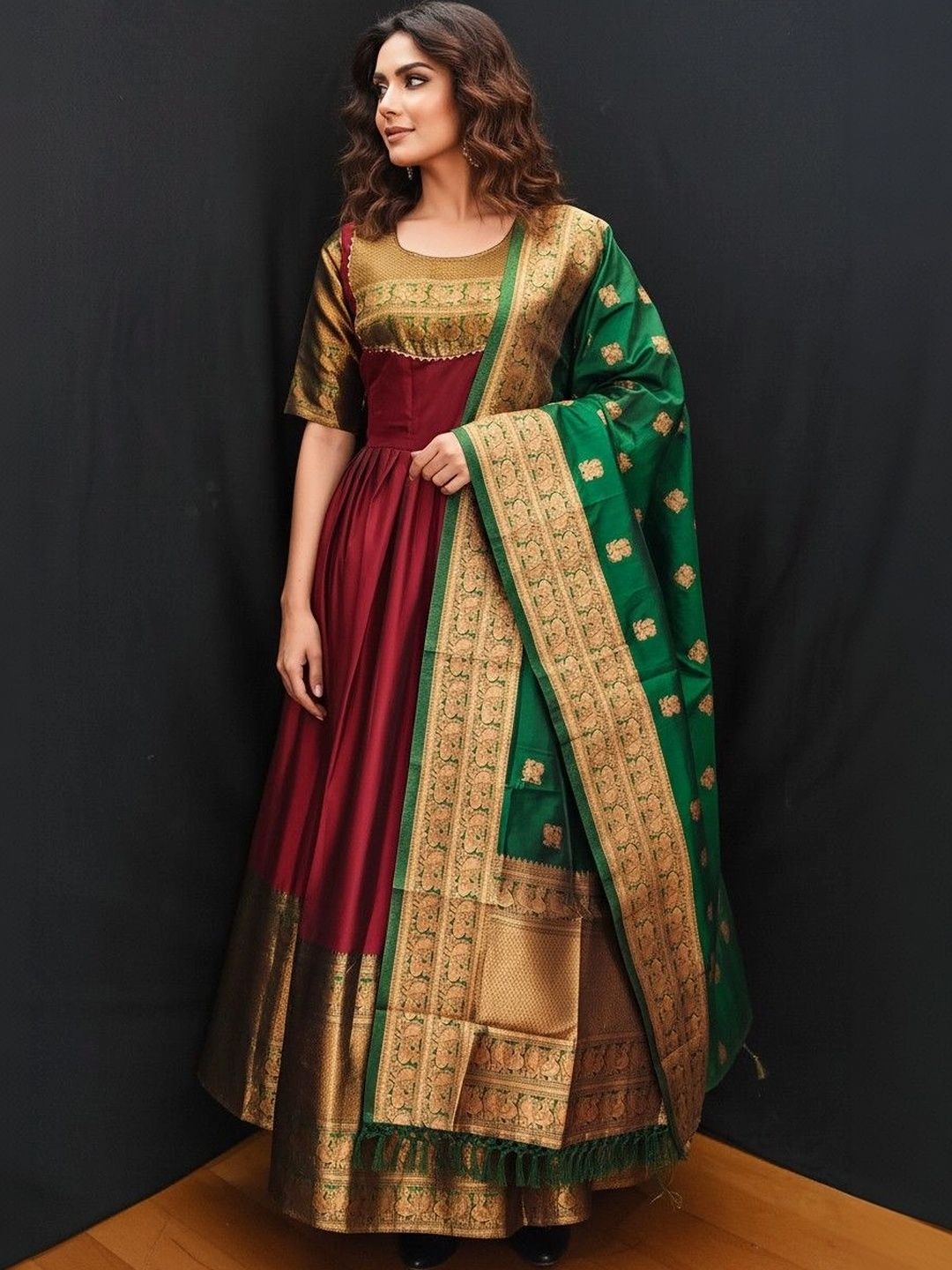 Kinjhit Fashion Woven Design A-Line Ethnic Dresses-picture-37