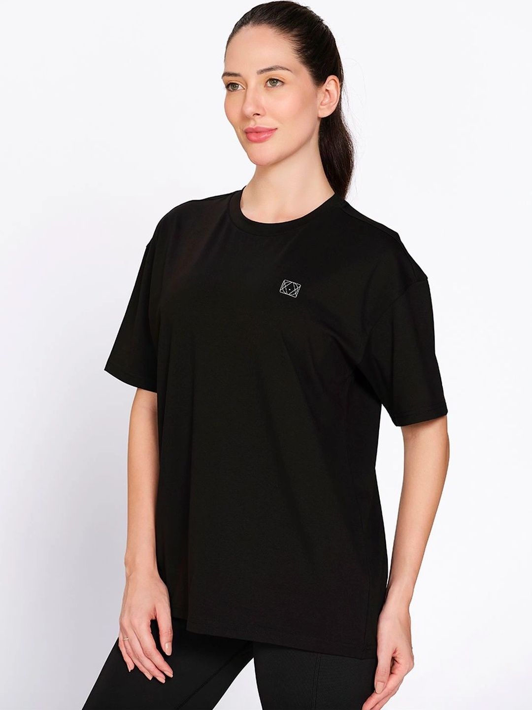 Munns & Mars Women Brand Logo Drop-Shoulder Sleeves T-shirt-picture-31