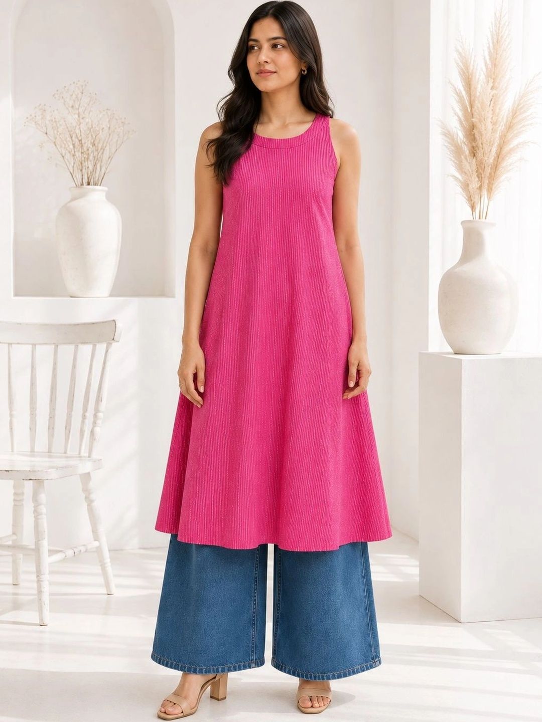 HERE&NOW Woven Design Pure Cotton Kurti-picture-58