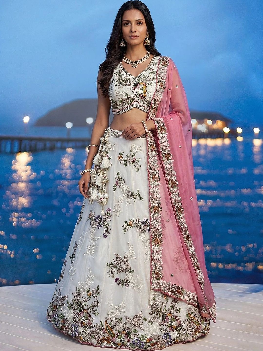 panchhi Embroidered Sequinned Semi-Stitched Lehenga & Blouse With Dupatta-picture-53