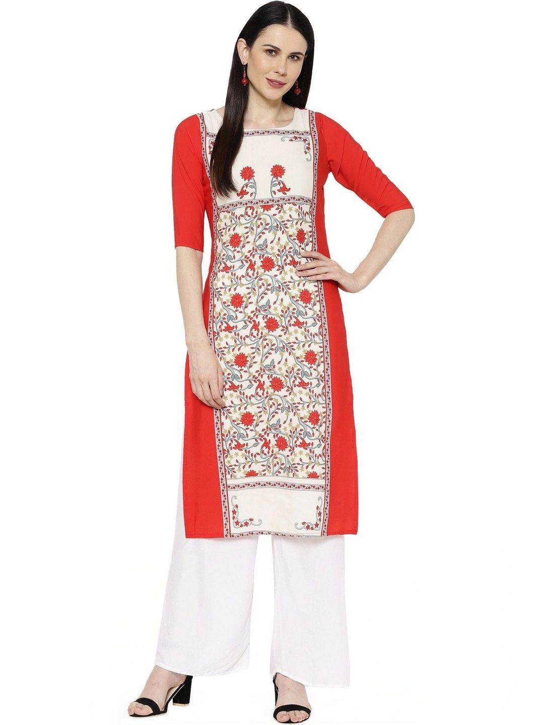 HERE&NOW Women Floral Printed Floral Crepe Kurta-picture-36