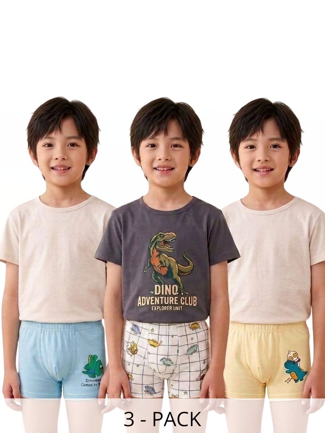 ASJAR Boys Pack of 3 Printed Assorted Cotton Boxer-Style Briefs-picture-56