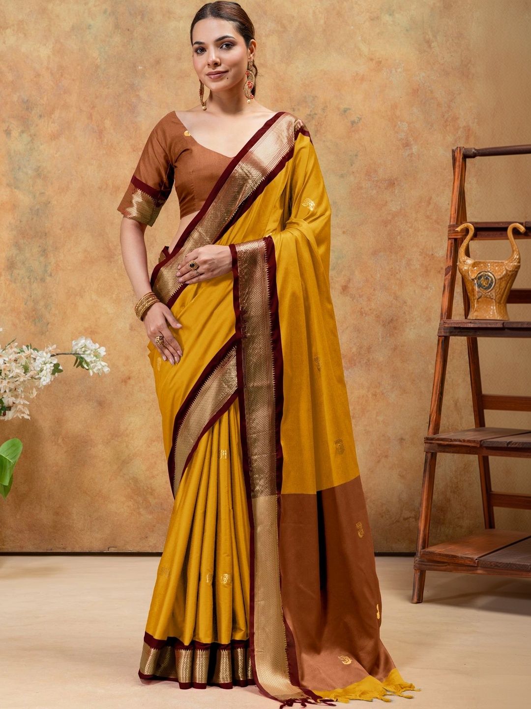UMANTA Ethnic Motifs Zari Silk Cotton Designer Paithani Saree-picture-38