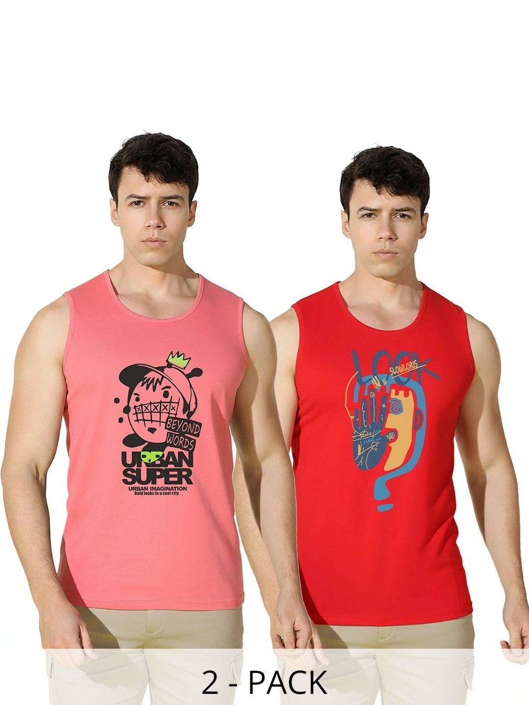MINISTRY OF FRIENDS Pack of 2 Printed Cotton Tank-picture-44