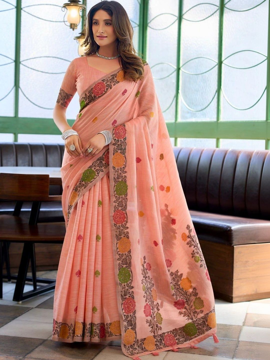 AD Saree Mall Floral Silk Blend Designer Banarasi Sarees-image-13