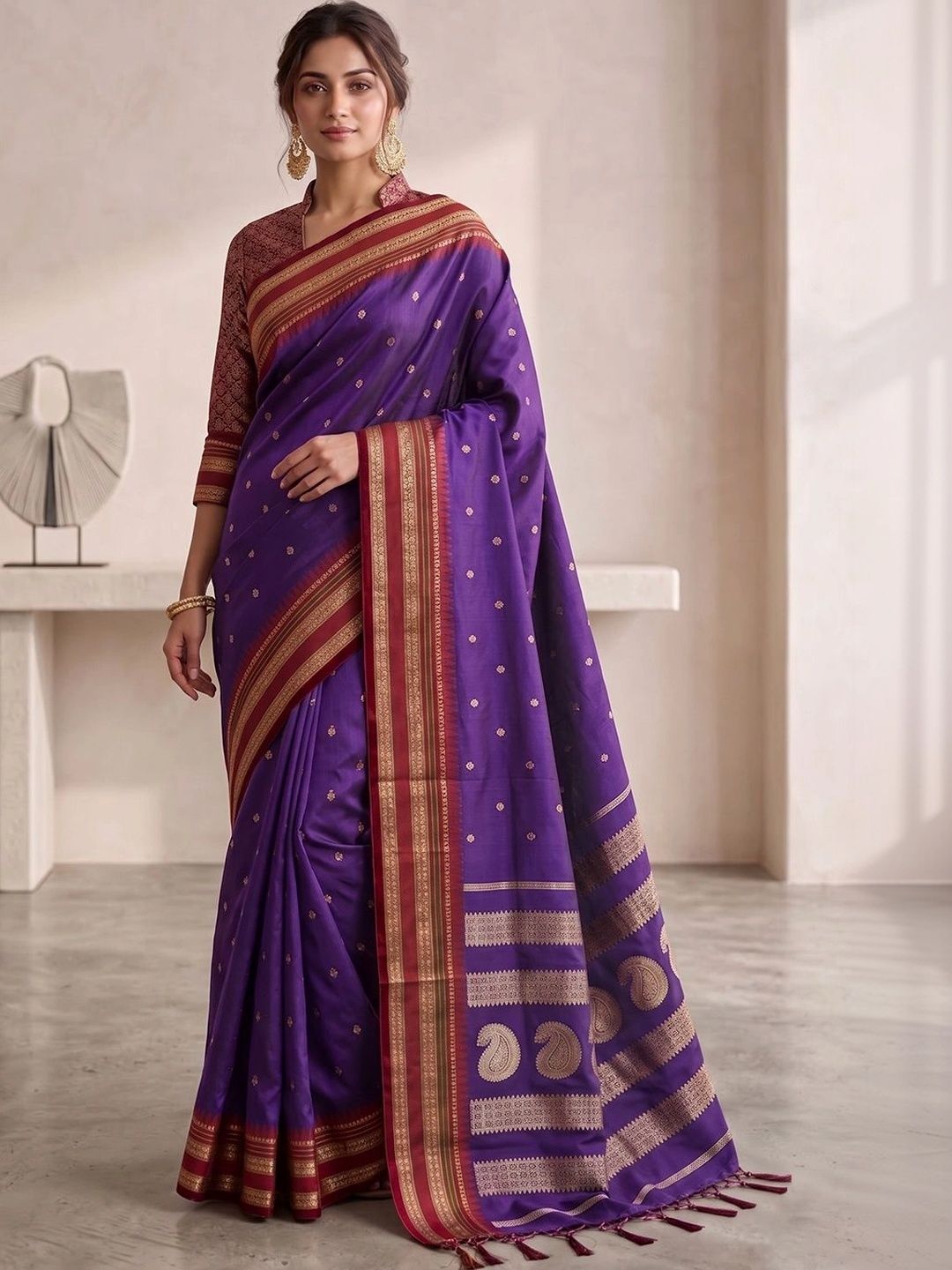 KALINI Woven Design Zari Silk Blend Banarasi Saree-picture-35