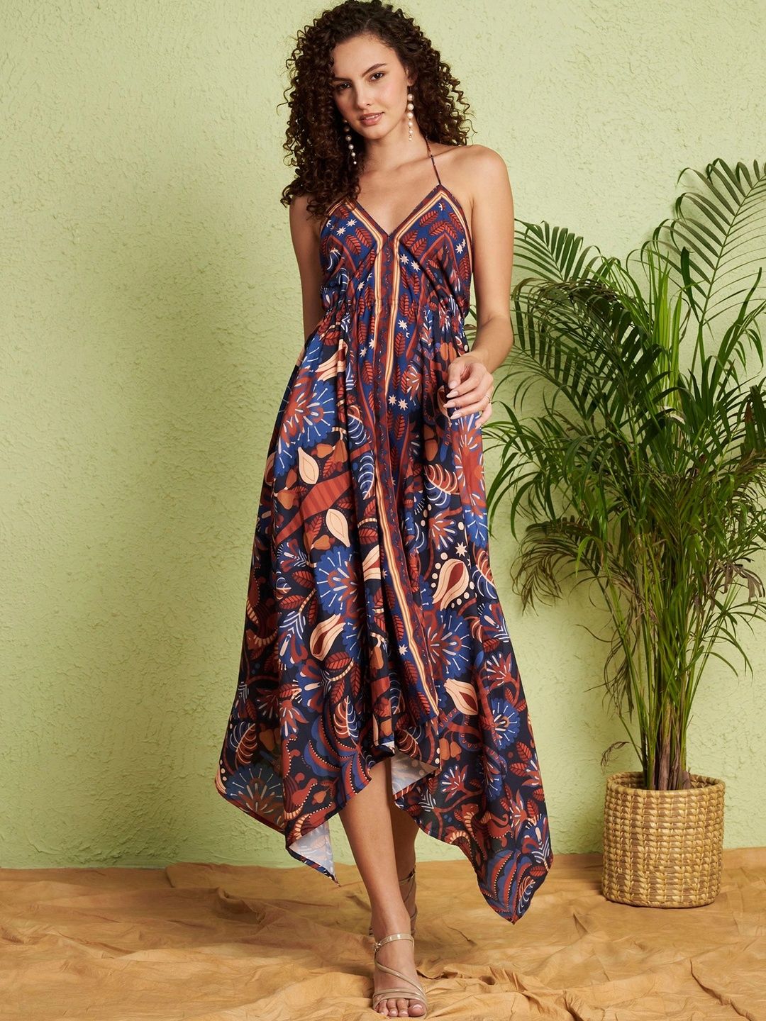 KALAMIR Bohemian Print Halter Neck A-Line Midi Dress-picture-35