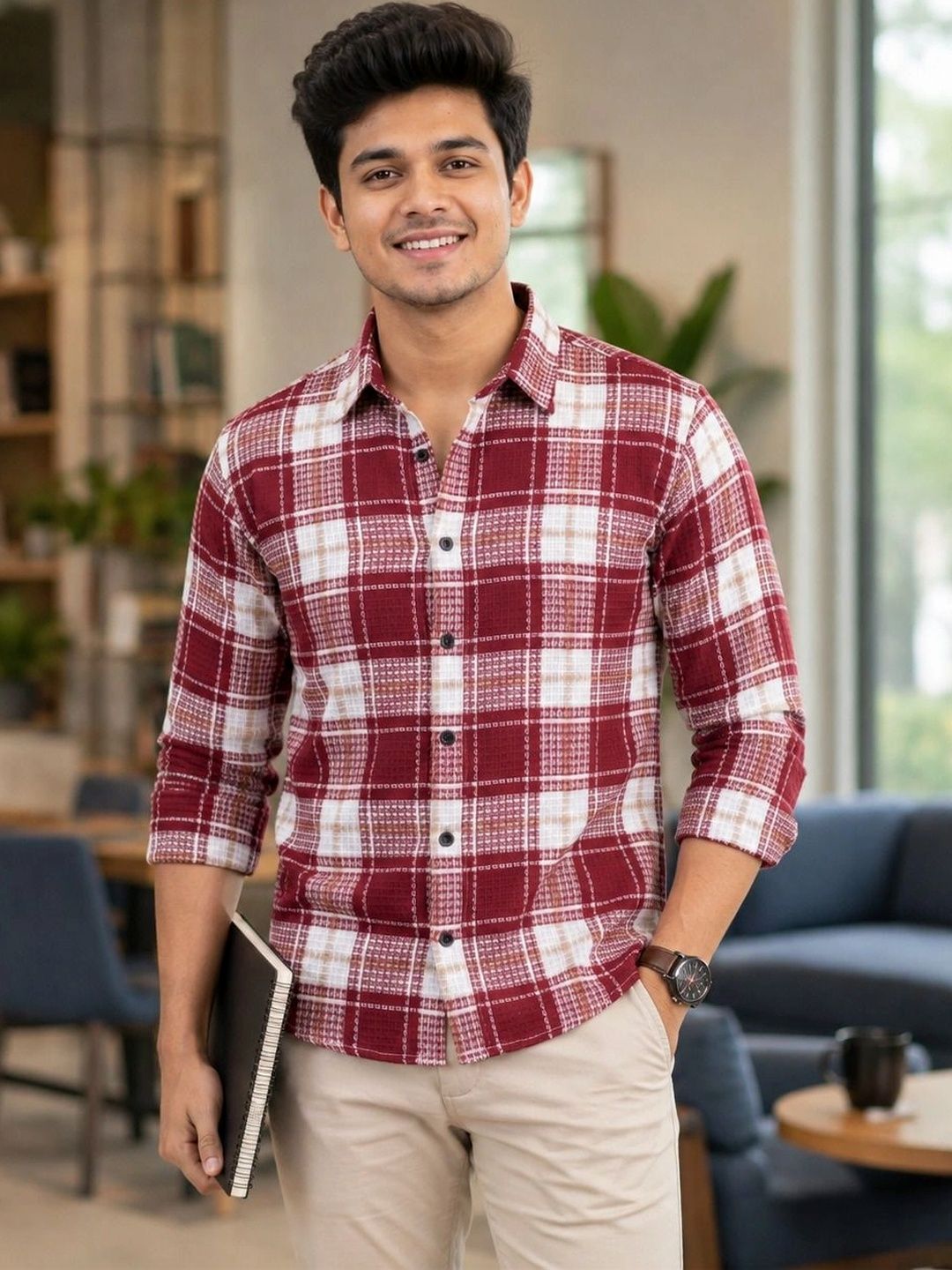 TUSHREE BOUTIQUE Men Classic Tartan Checks Checked Casual Shirt-picture-14