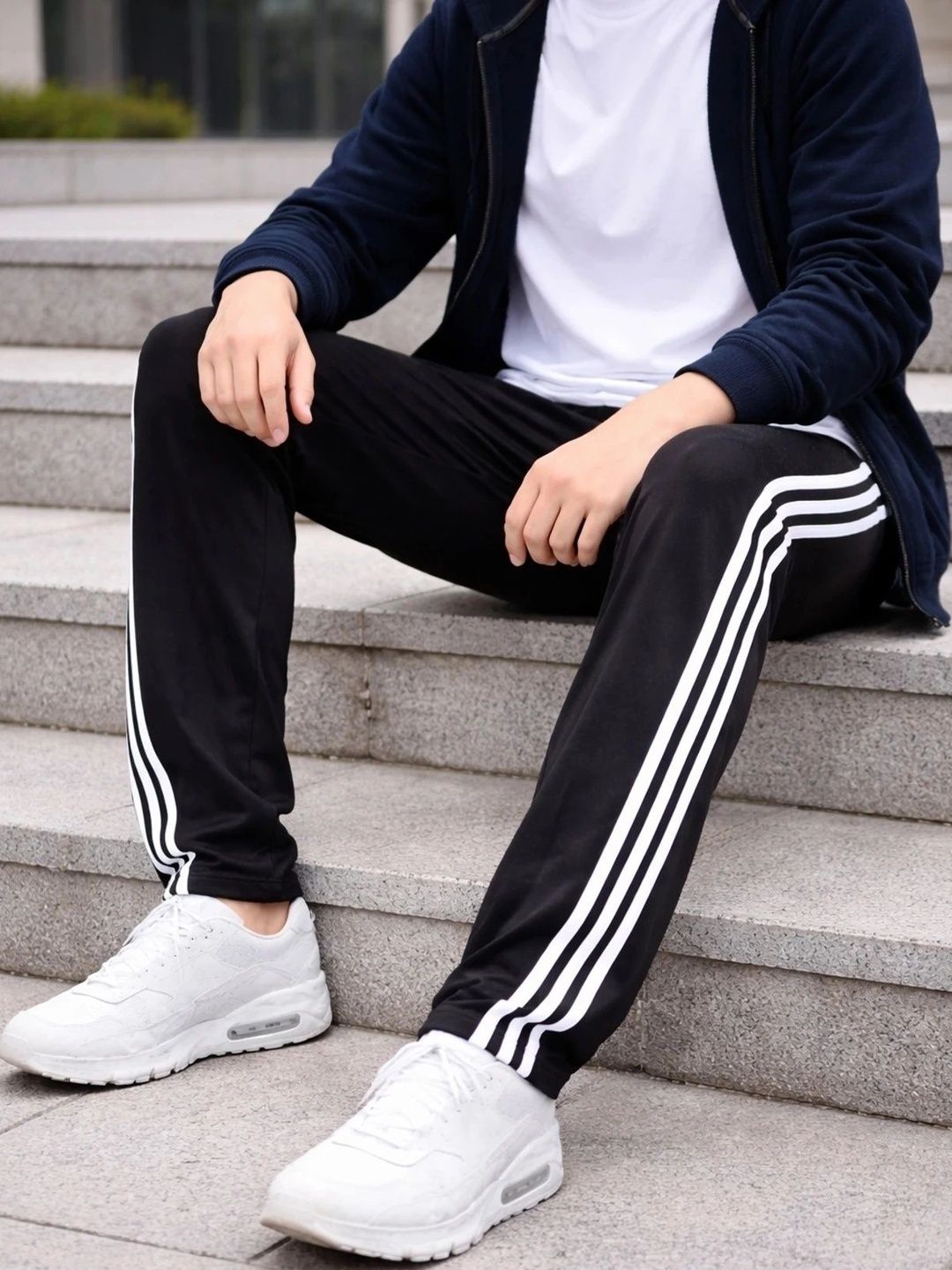 FLYWIND Men Straight Fit Striped Training Track Pants-picture-30