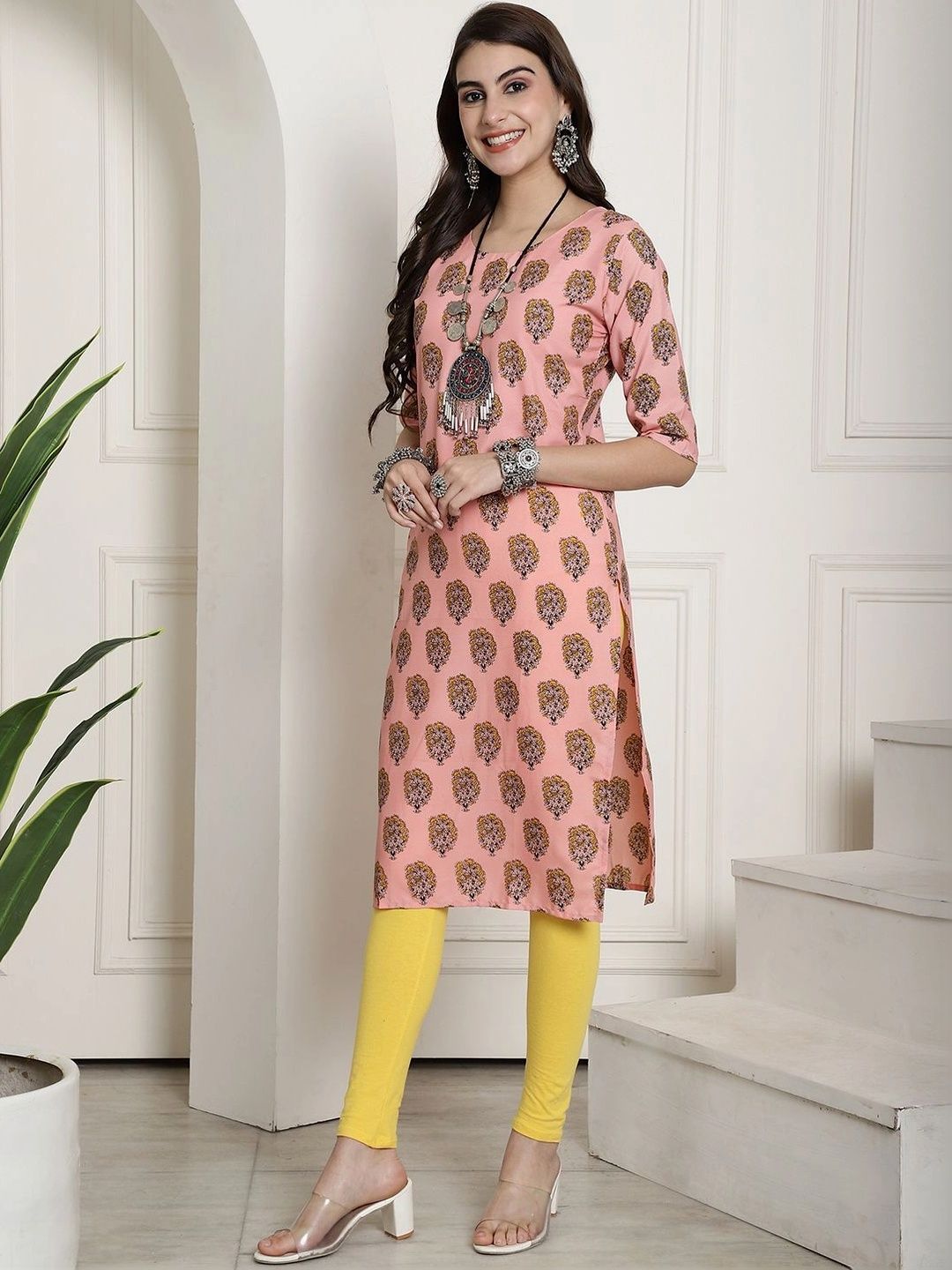 HERE&NOW Women Printed Block Print Crepe Kurta-picture-14