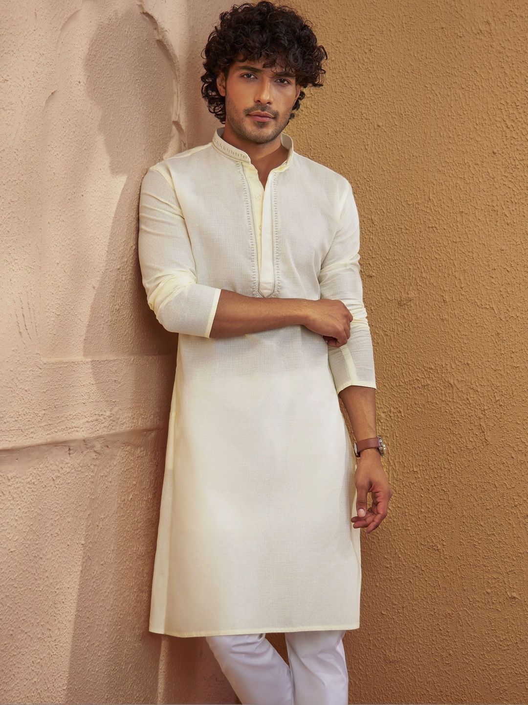 VASTRAMAY Men Embroidered Thread Work Jacquard Kurta-picture-34