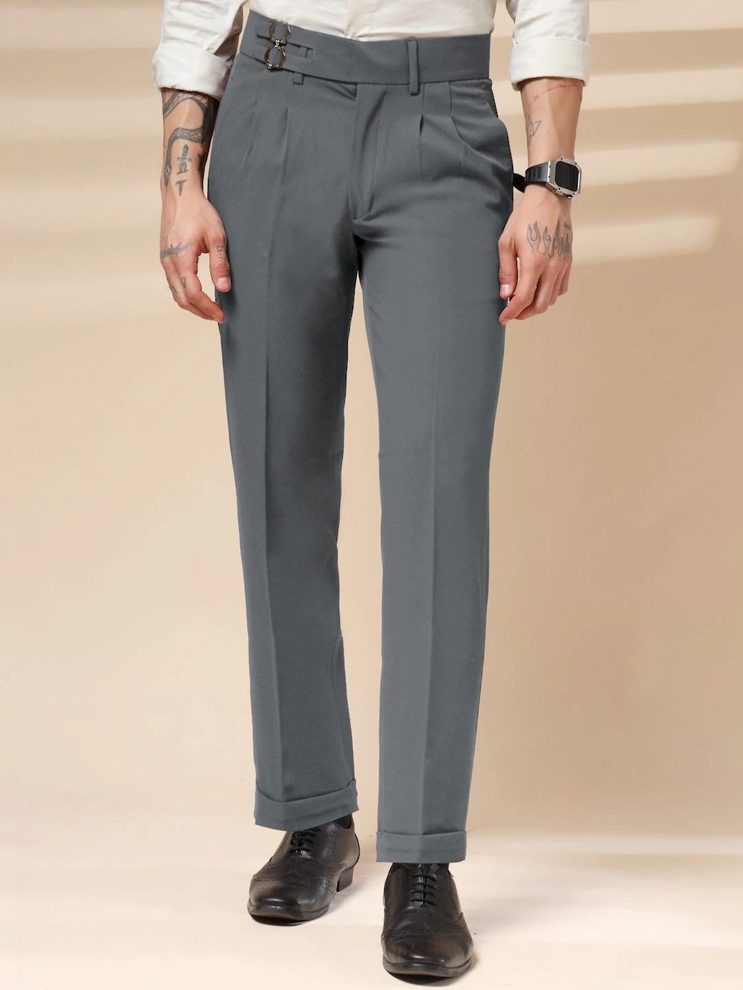 Italian Vega Men High-Rise Wrinkle Free Pleated Trousers-picture-22