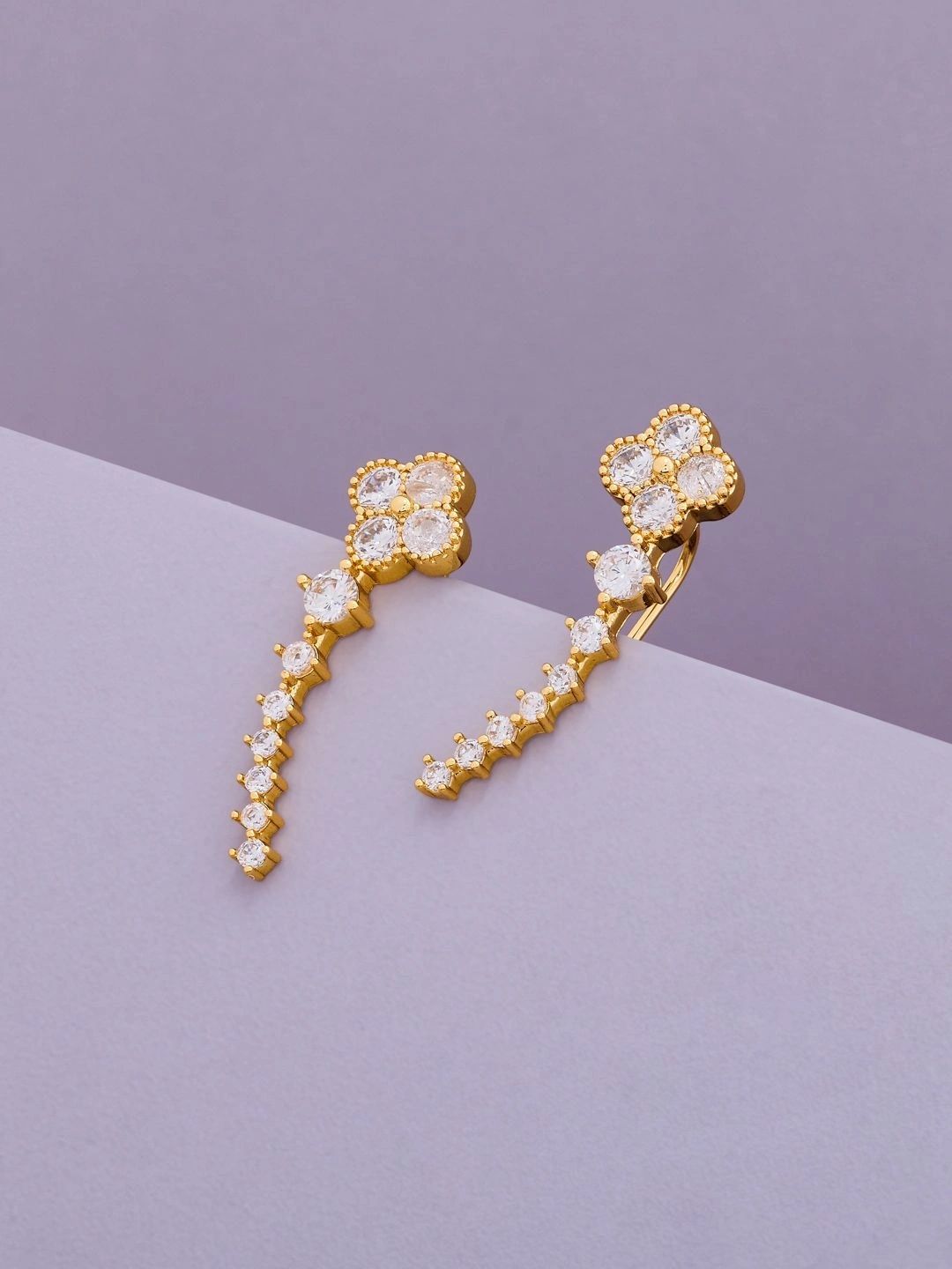 Kushal's Fashion Jewellery Floral Ear Cuff Earrings-picture-35