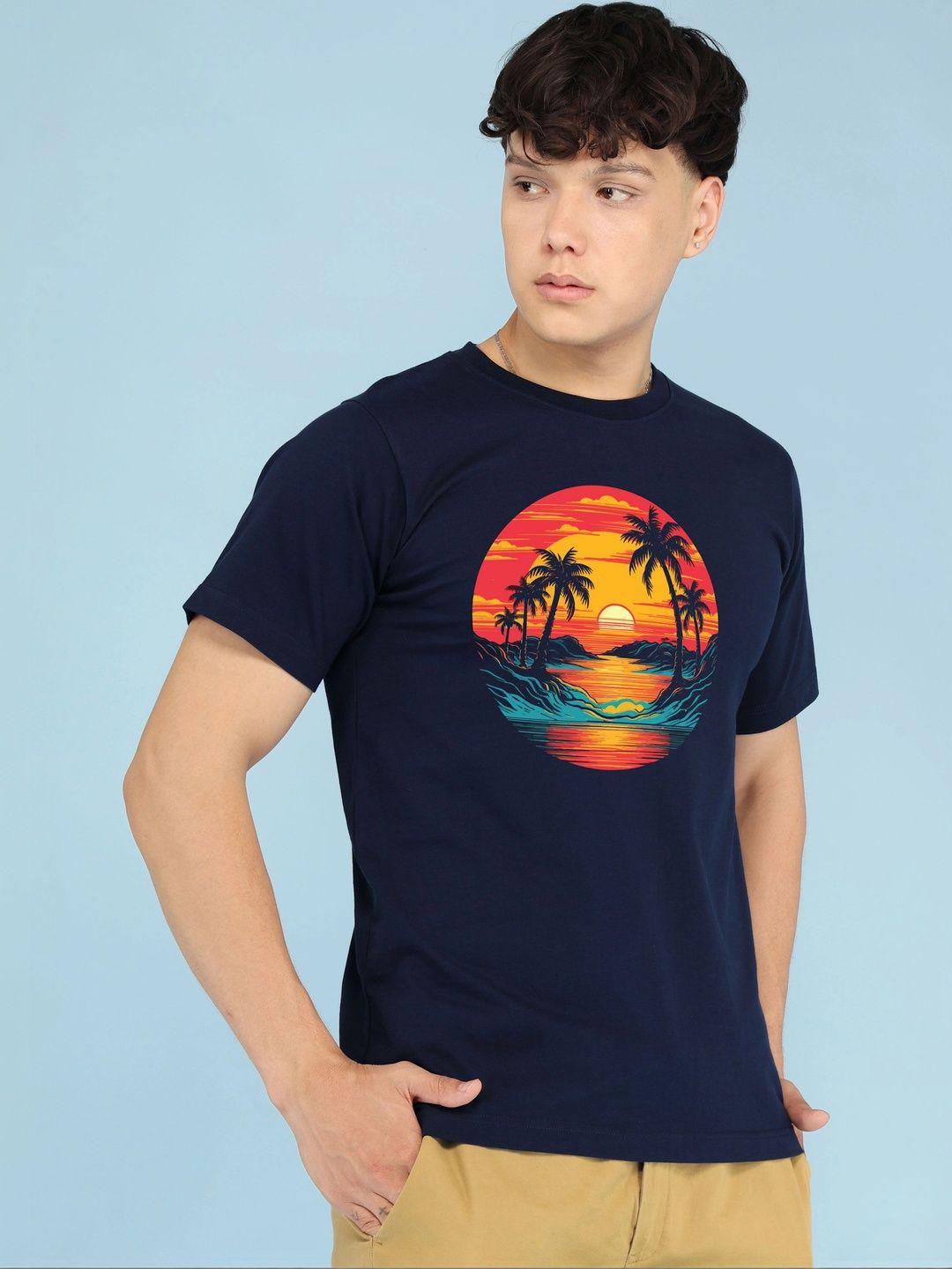 HERE&NOW Men Printed Tropical T-shirt-image-1