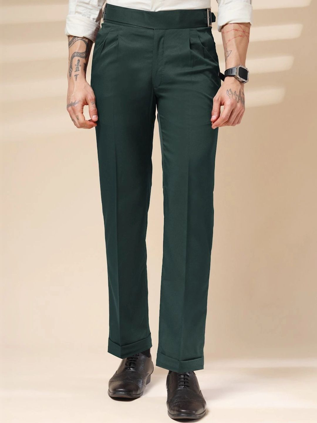 Italian Vega Men High-Rise Wrinkle Free Pleated Trousers-picture-42