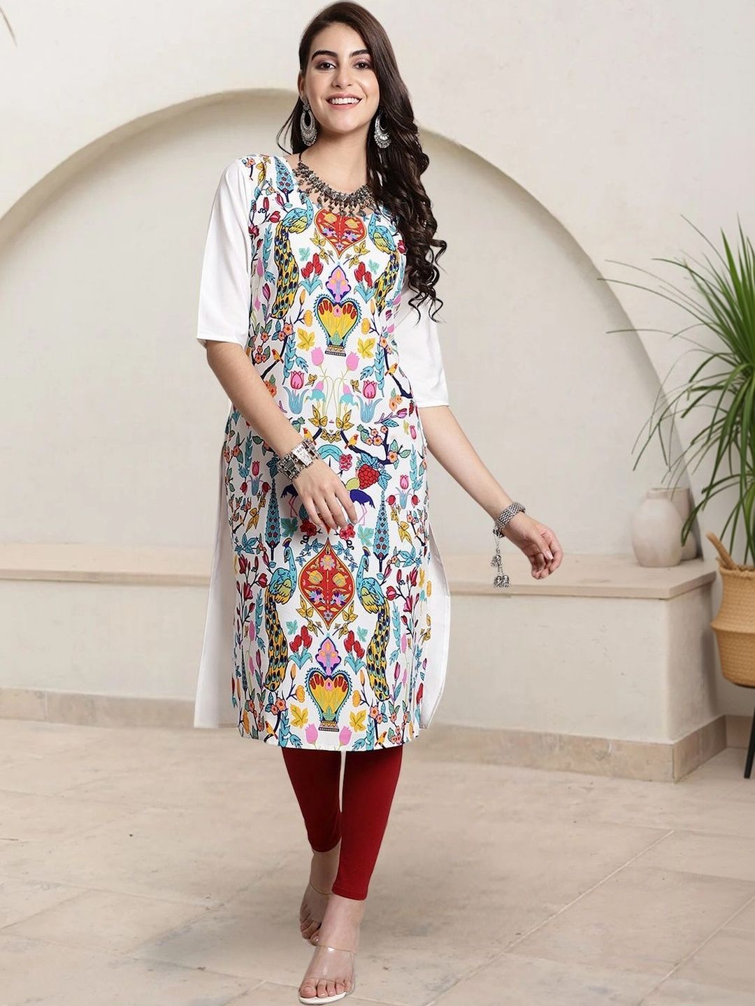HERE&NOW Women Floral Printed Floral Crepe Kurta-picture-28