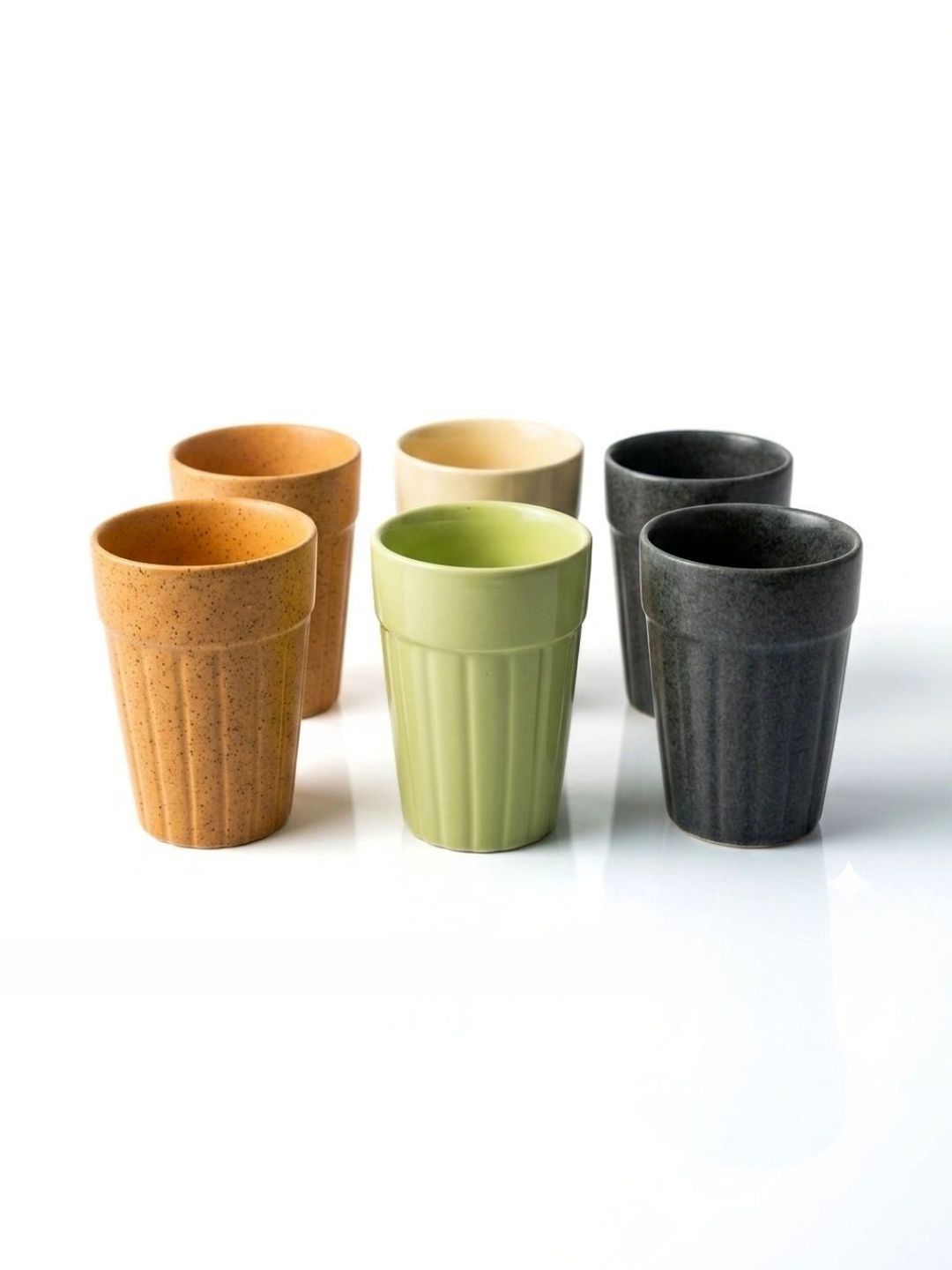Nertz Lifestyle Multicoloured Crafted Ceramics Textured Porcelain Glossy Cups Set of Cups and Mugs-picture-19