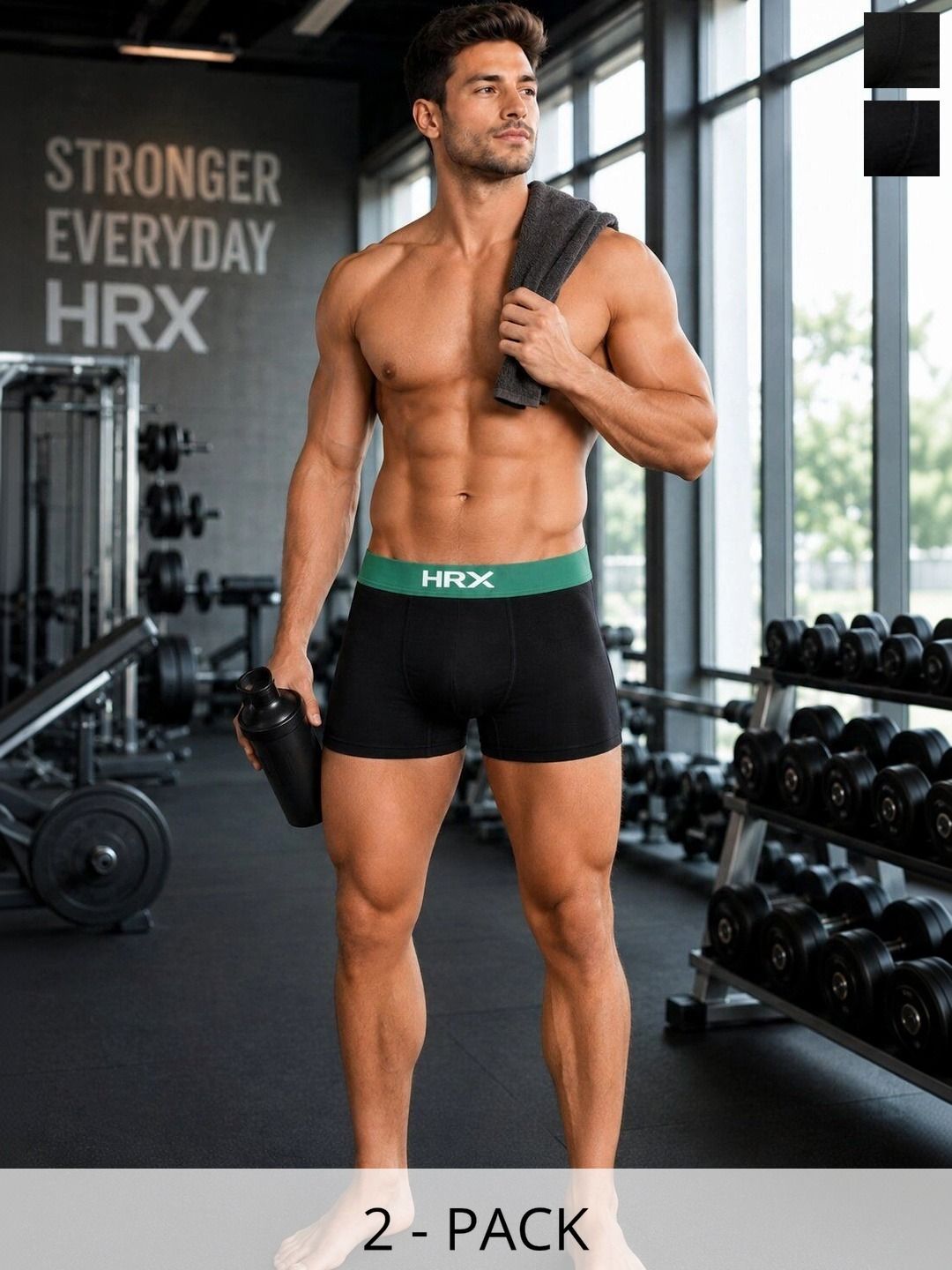 HRX by Hrithik Roshan Pack of 2 Cotton Blend Assorted Solid Trunks-picture-23