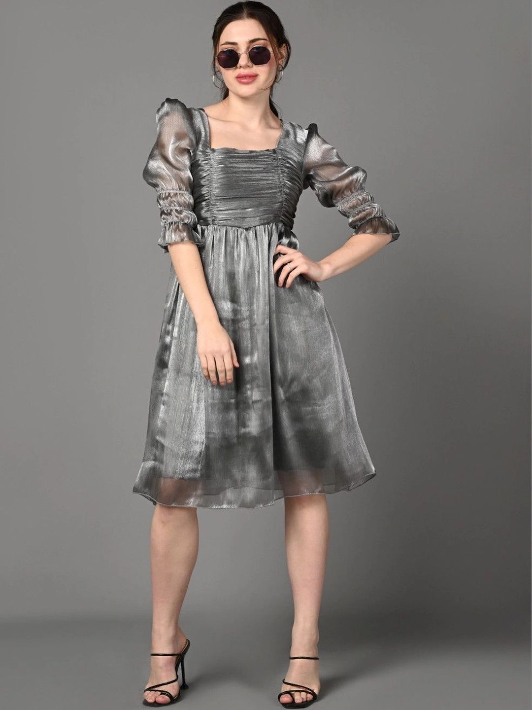 Malta Puff Sleeve A-Line Dress-image-44