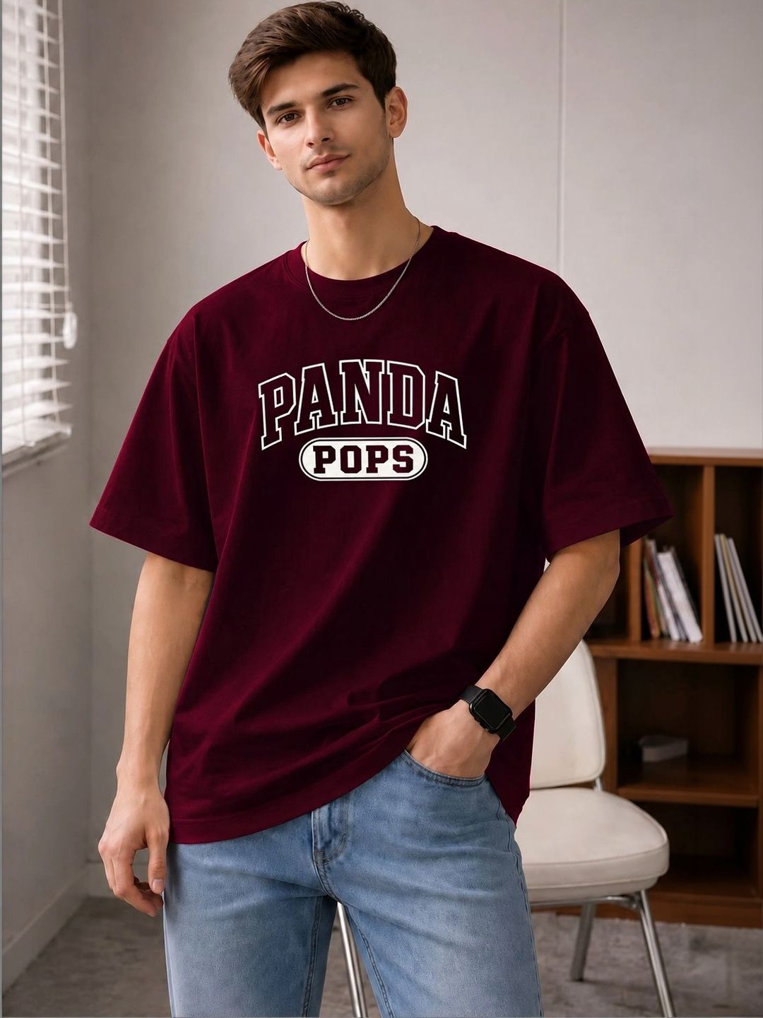 PANDA POPS Men Typography Printed Drop-Shoulder Sleeves T-shirt-image-12
