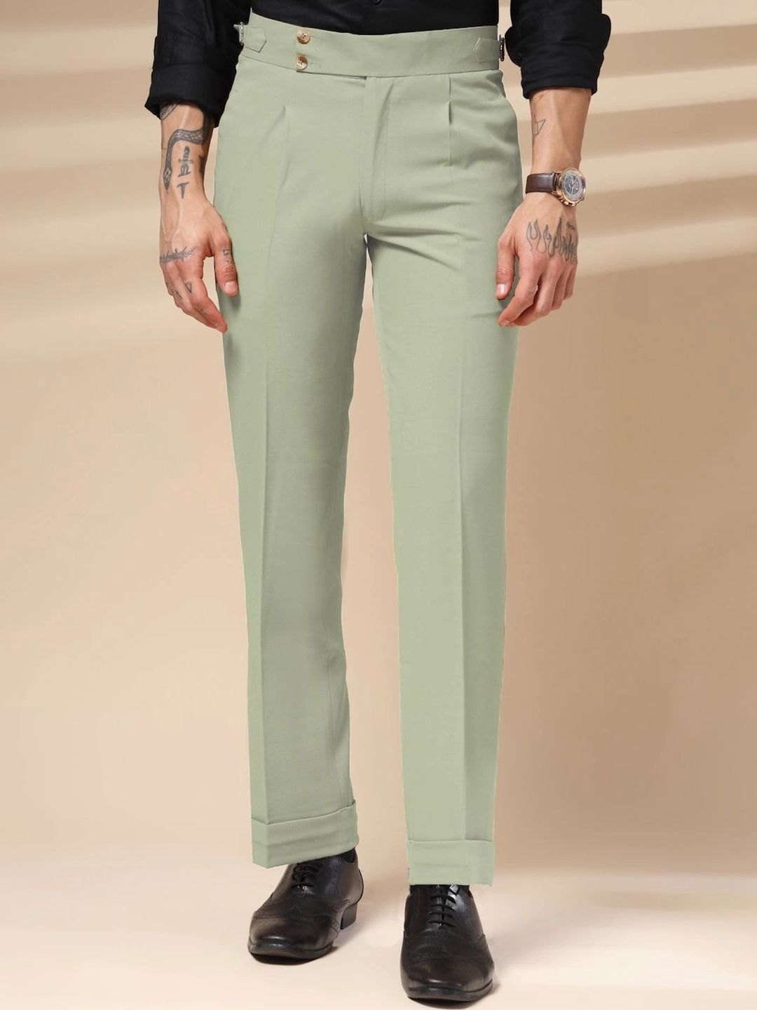 Italian Vega Men High-Rise Wrinkle Free Pleated Trousers-picture-23