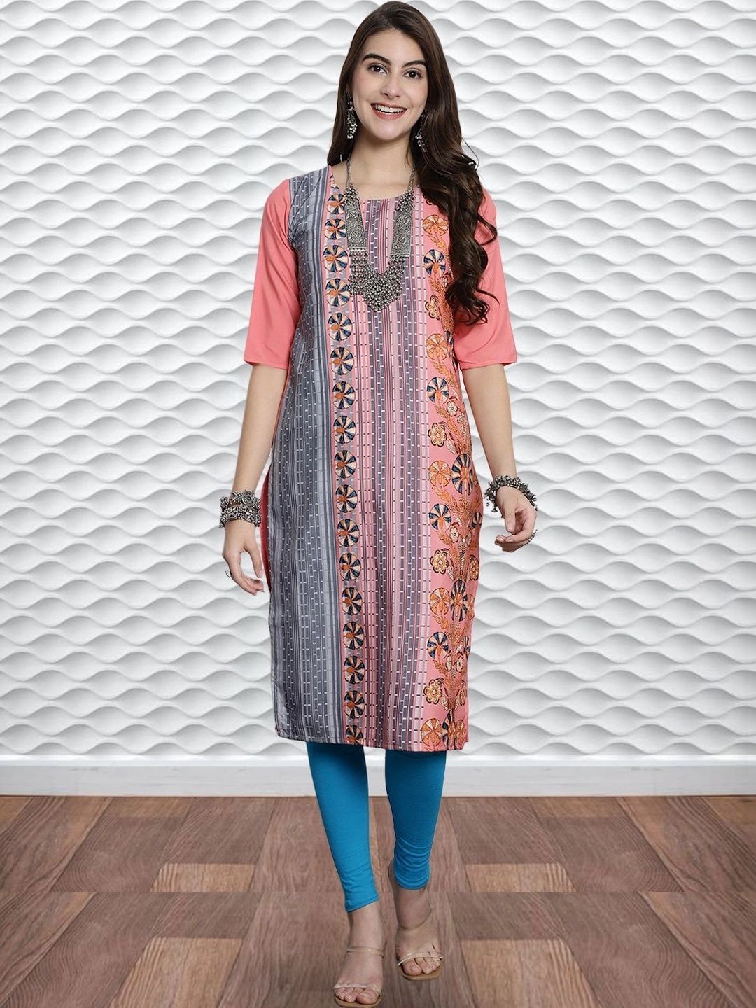 HERE&NOW Women Ethnic Motifs Printed Crepe Kurta-picture-17