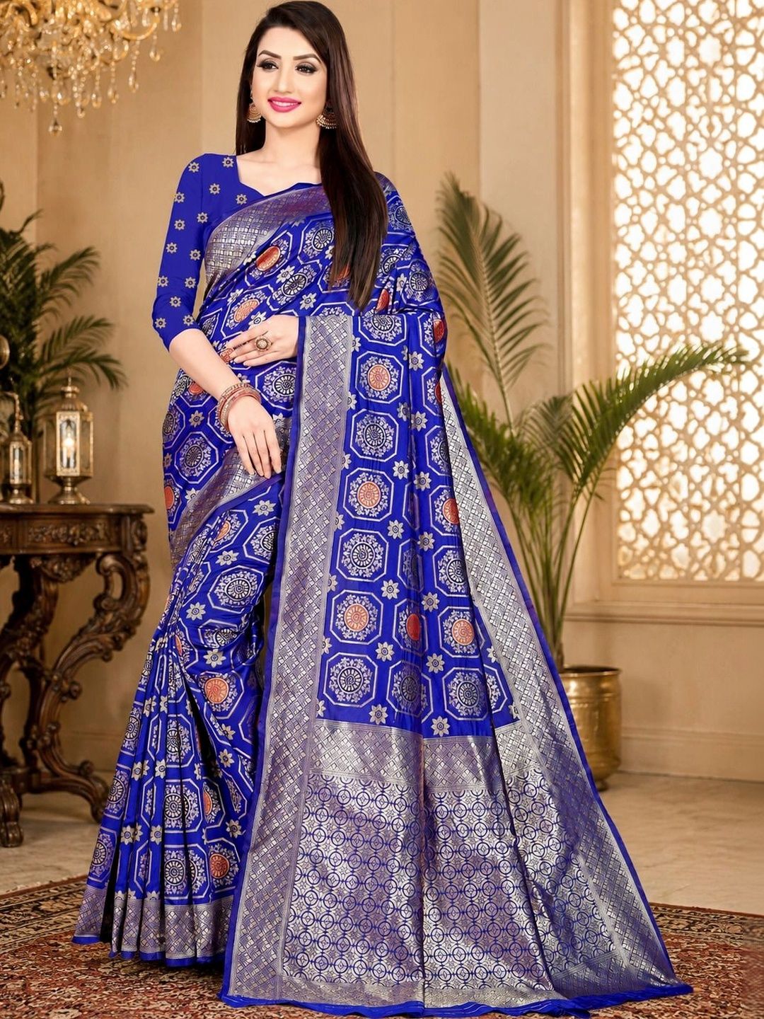 TINA FASHION Woven Design Zari Art Silk Fusion Banarasi Saree-picture-53