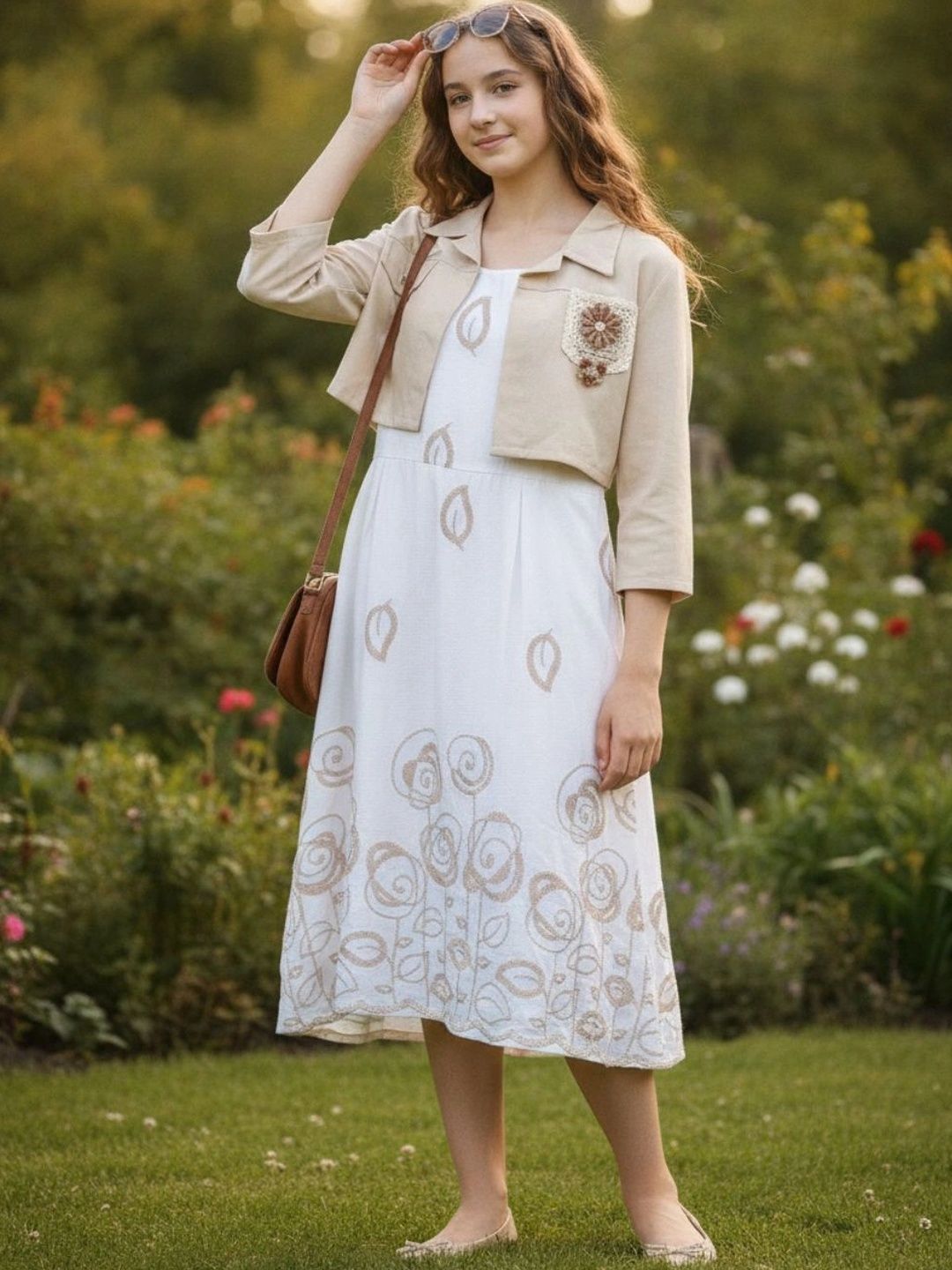 V-Mart Floral Embroidered A-Line Midi Dress-picture-16