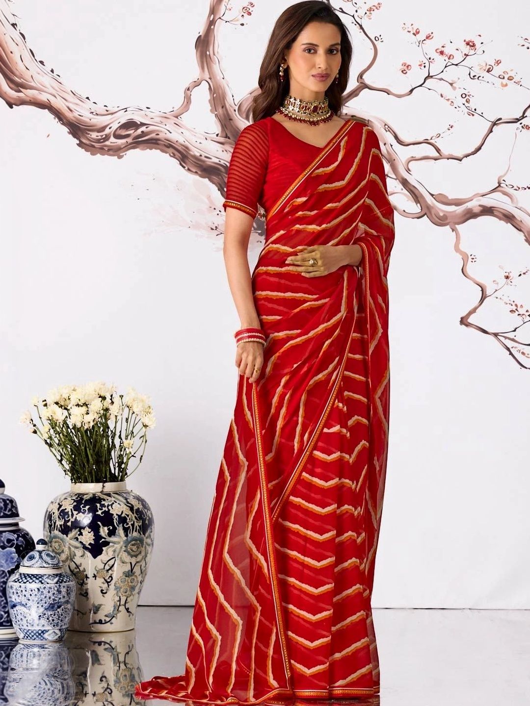 Laxmipati Striped Poly Georgette Saree-picture-44
