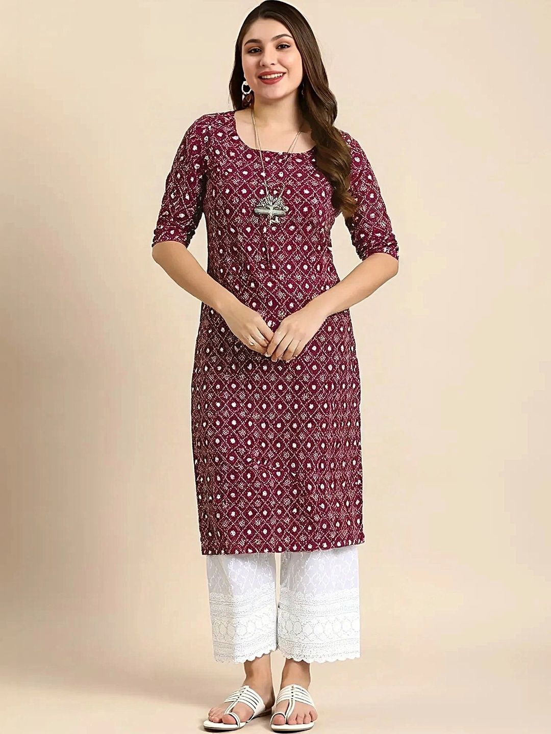 HERE&NOW Women Ethnic Motifs Printed Crepe Kurta-picture-25