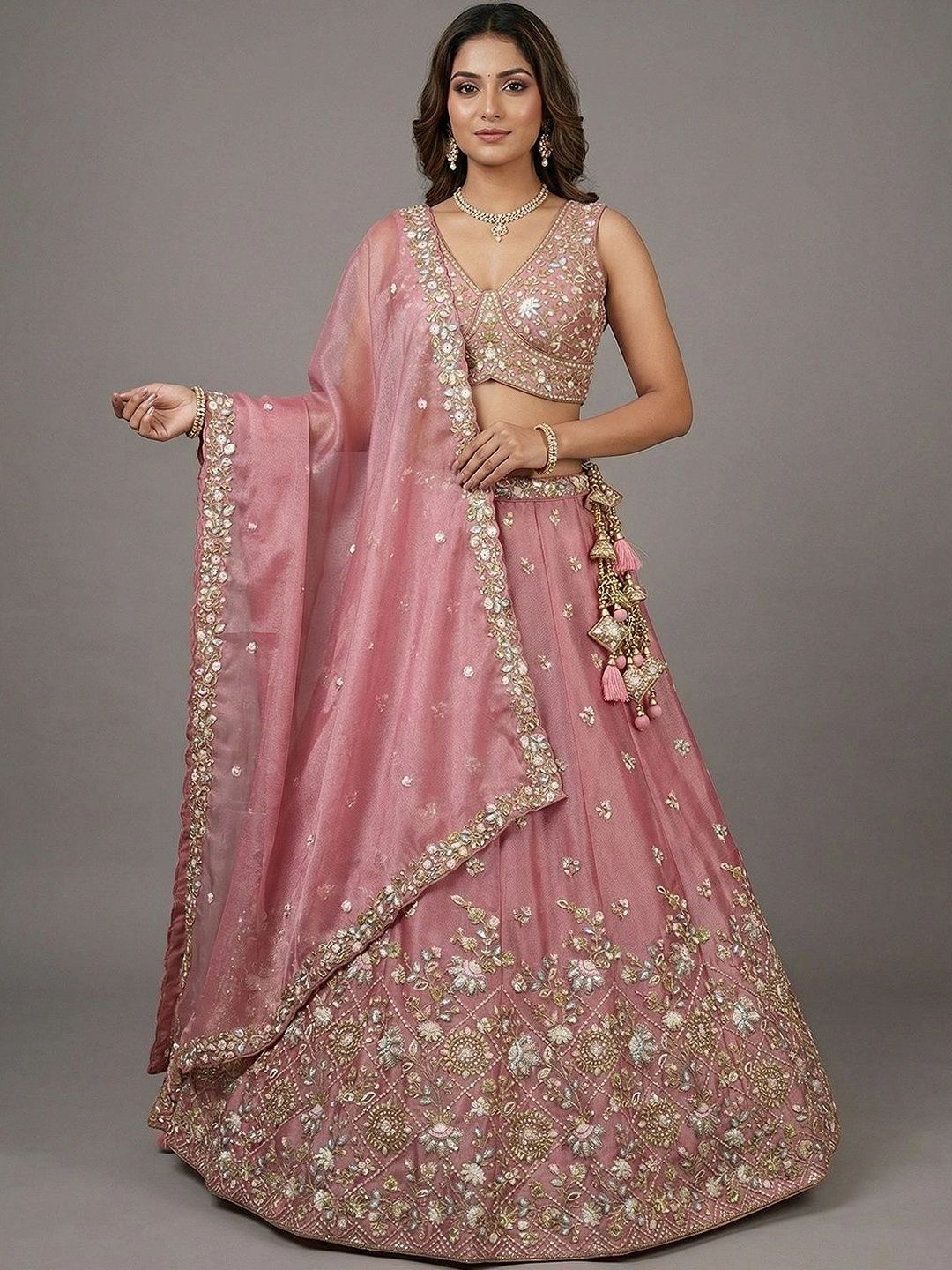 panchhi Embroidered Sequinned Semi-Stitched Lehenga & Blouse With Dupatta-picture-55