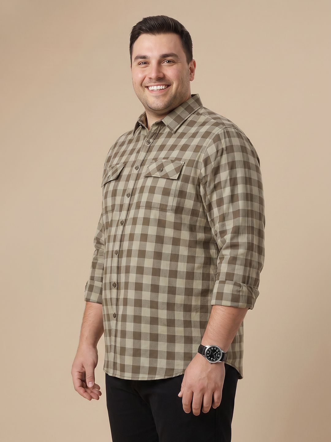 Sztori Plus Size Buffalo Checked Pure Cotton Casual Shirt-picture-14