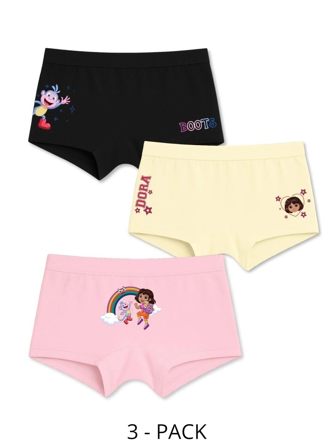 Button Bear Girls Pack of 3 Printed Cotton Boy Shorts-picture-47