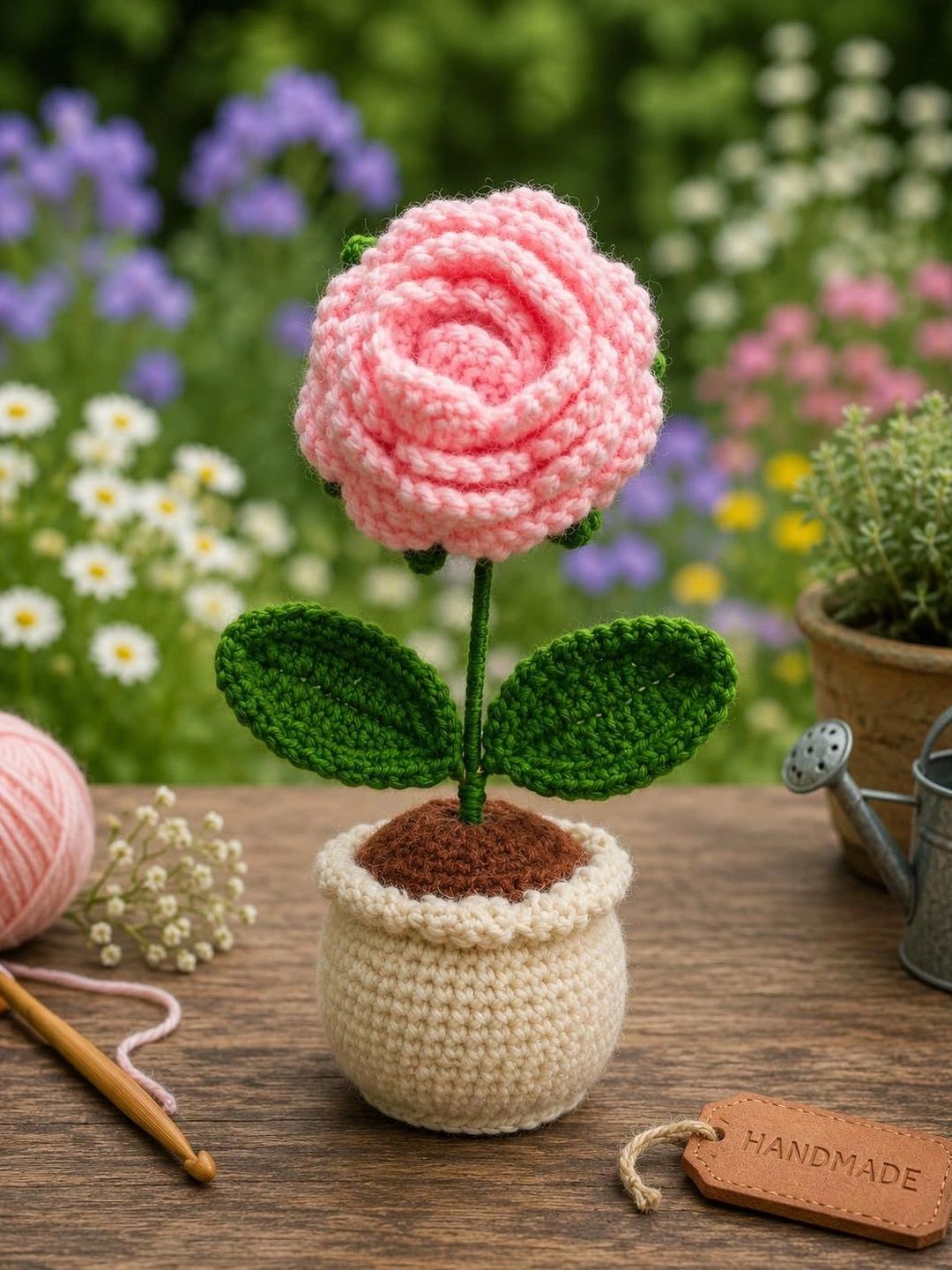 Agantuk Pink 1 Pieces Rose Artificial Flower With Pot-picture-43