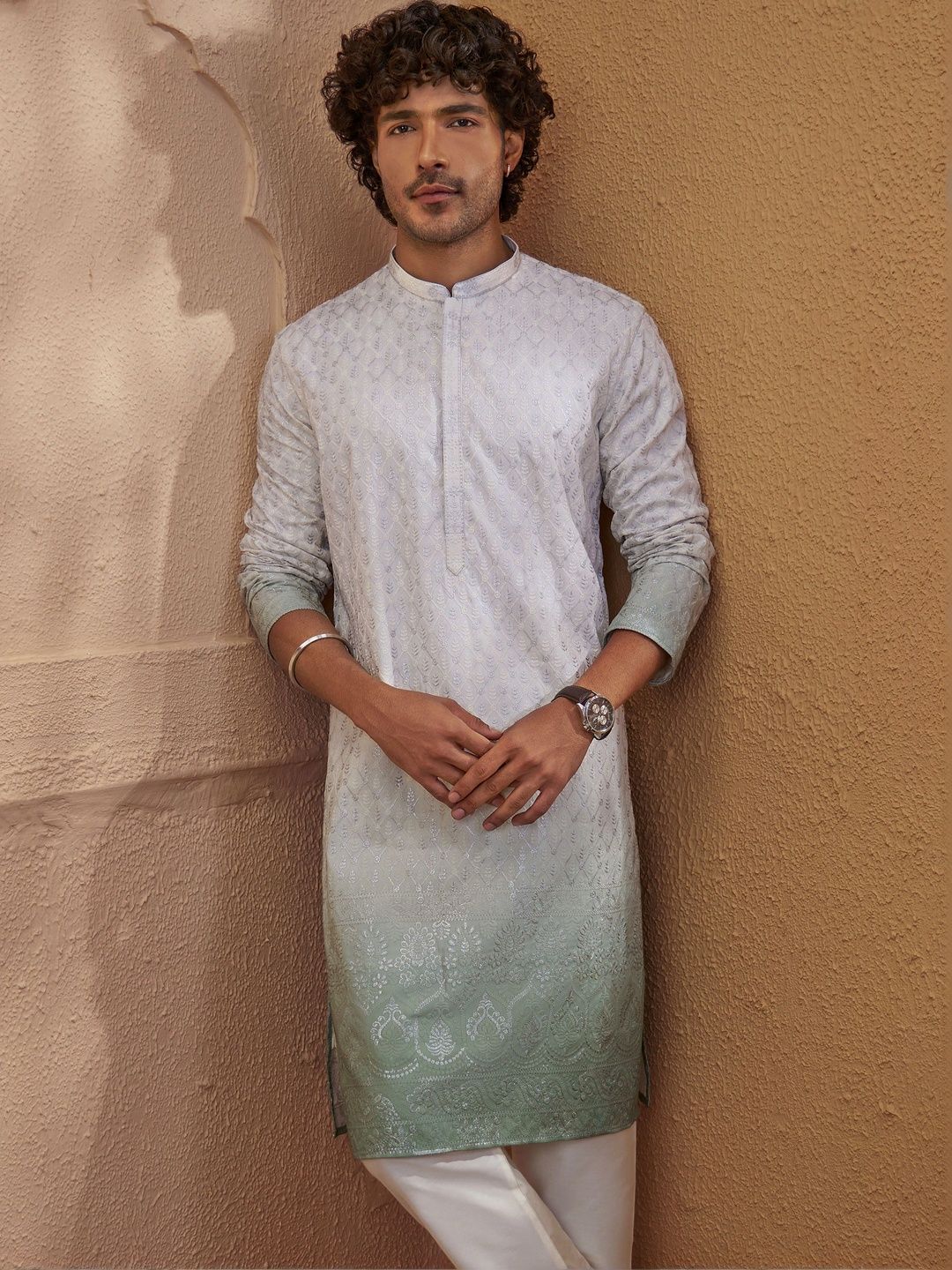 VASTRAMAY Men Embroidered Chikankari Kurta-picture-16